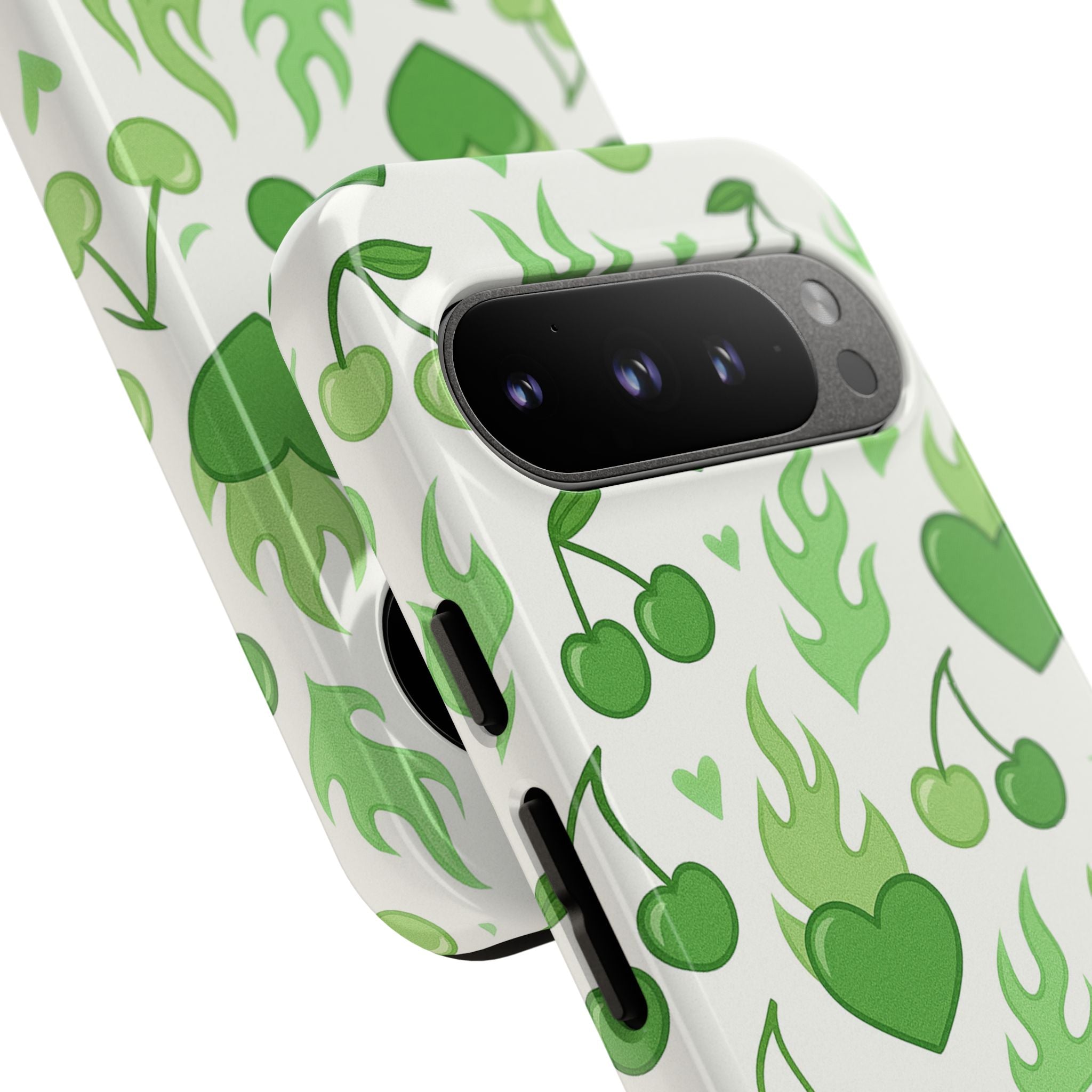 Green Flame Hearts Phone Case