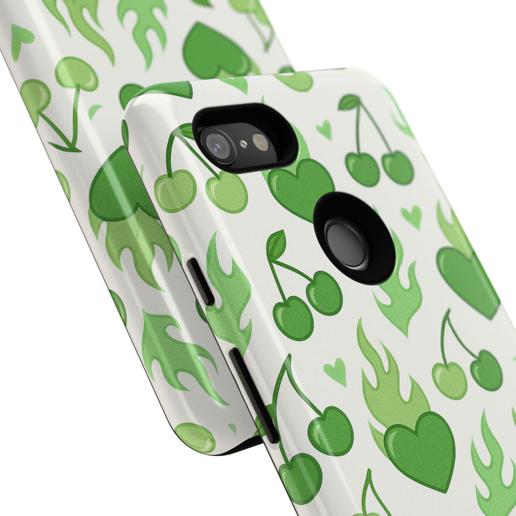 Green Flame Hearts Phone Case