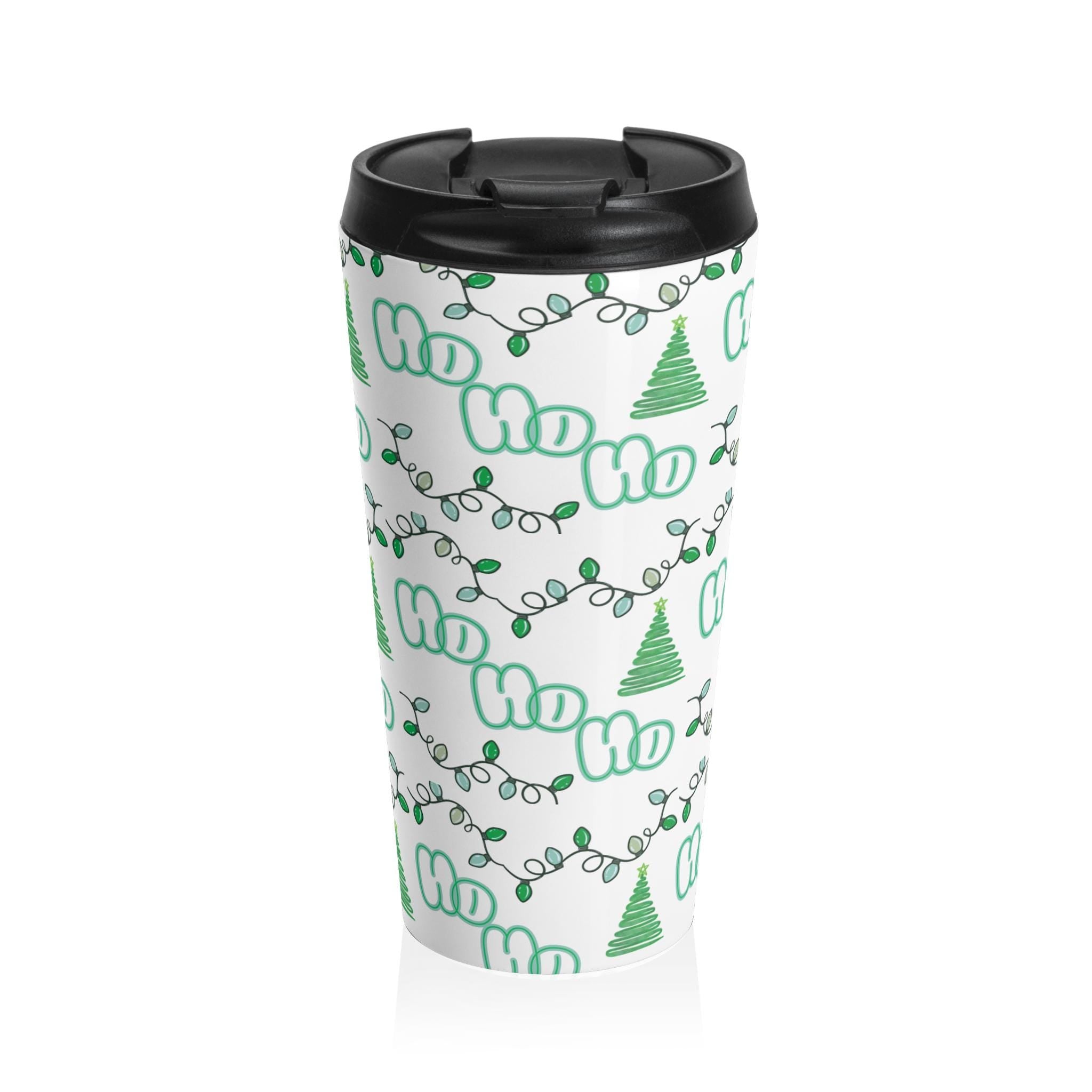 Holiday Green Lights Ho Ho Ho Tree Travel Mug