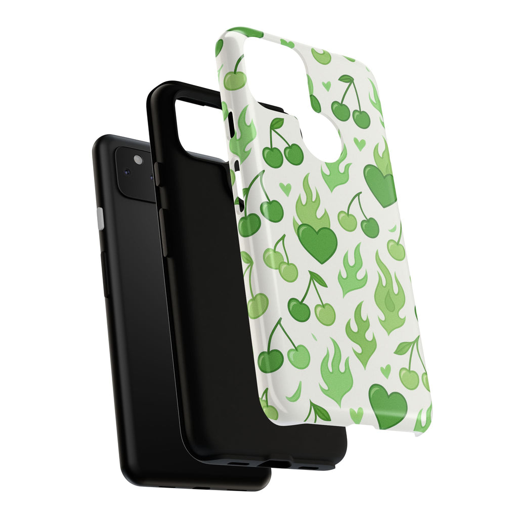 Green Flame Hearts Phone Case