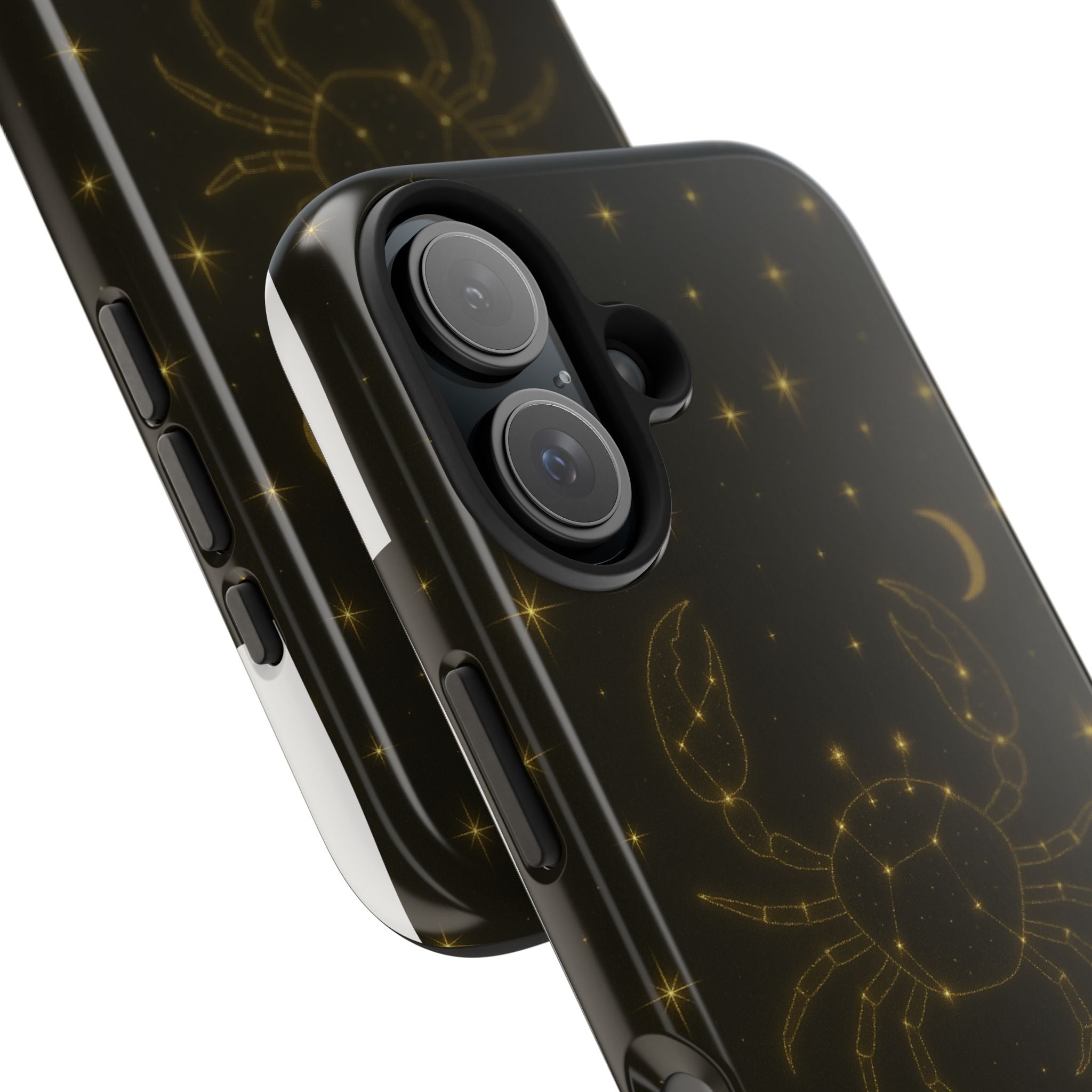 Cancer Zodiac Tough Phone Case — Gold Constellation Crab with Crescent Moon