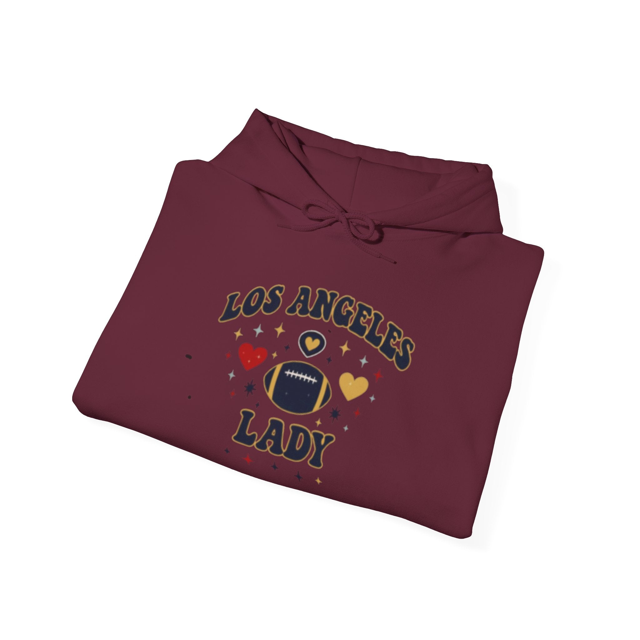 Los Angeles Lady Hoodie – Cute Heart & FootballGraphic Pullover