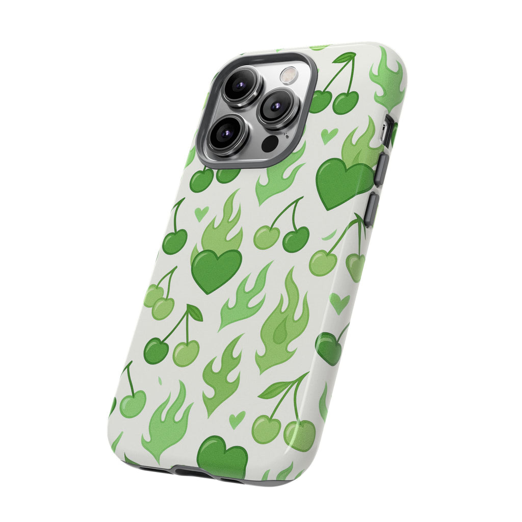 Green Flame Hearts Phone Case
