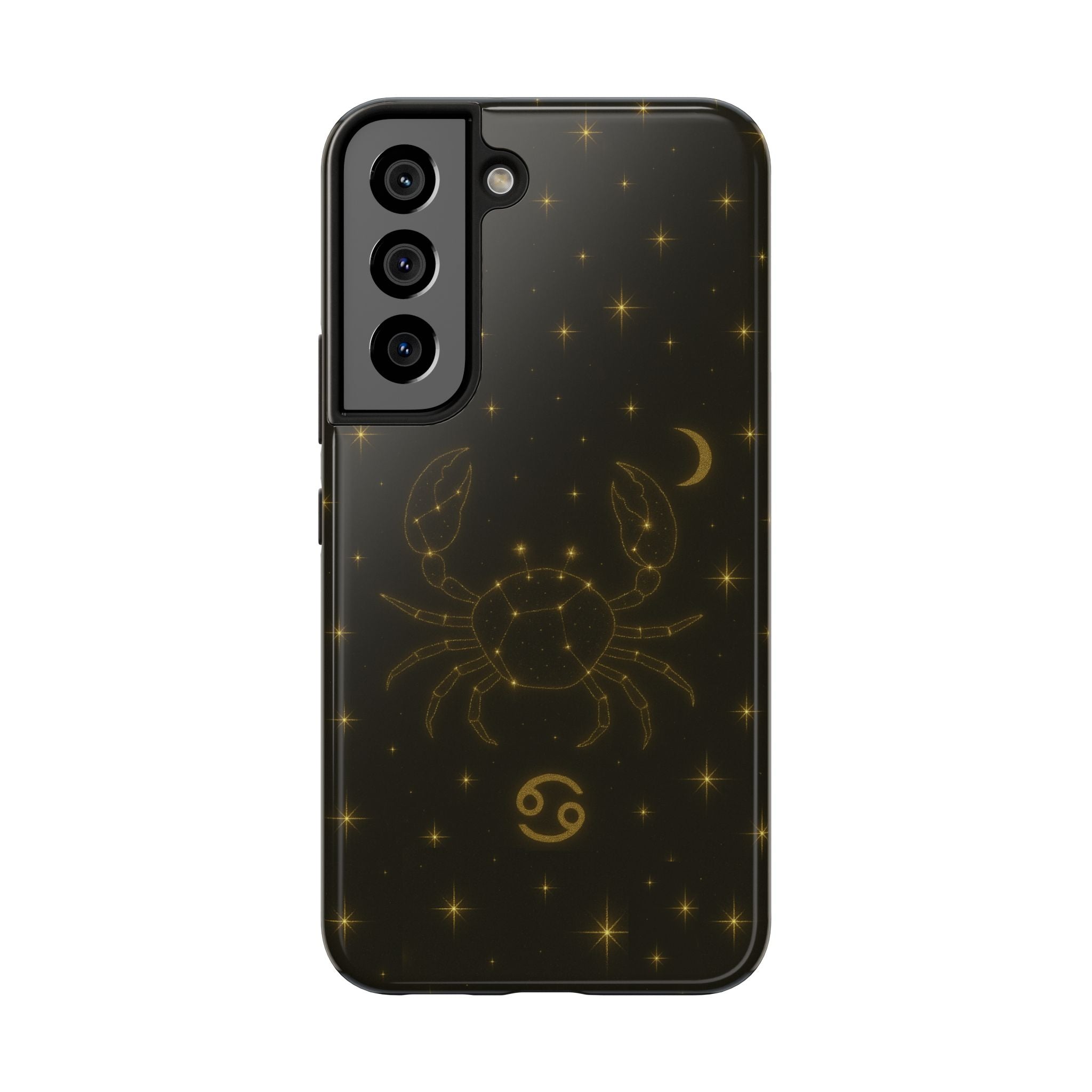 Cancer Zodiac Tough Phone Case — Gold Constellation Crab with Crescent Moon