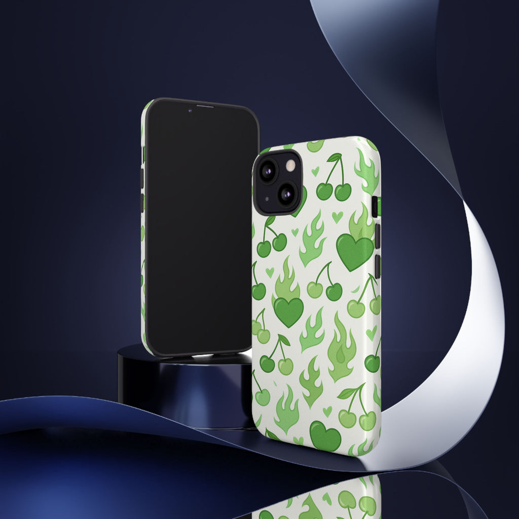 Green Flame Hearts Phone Case