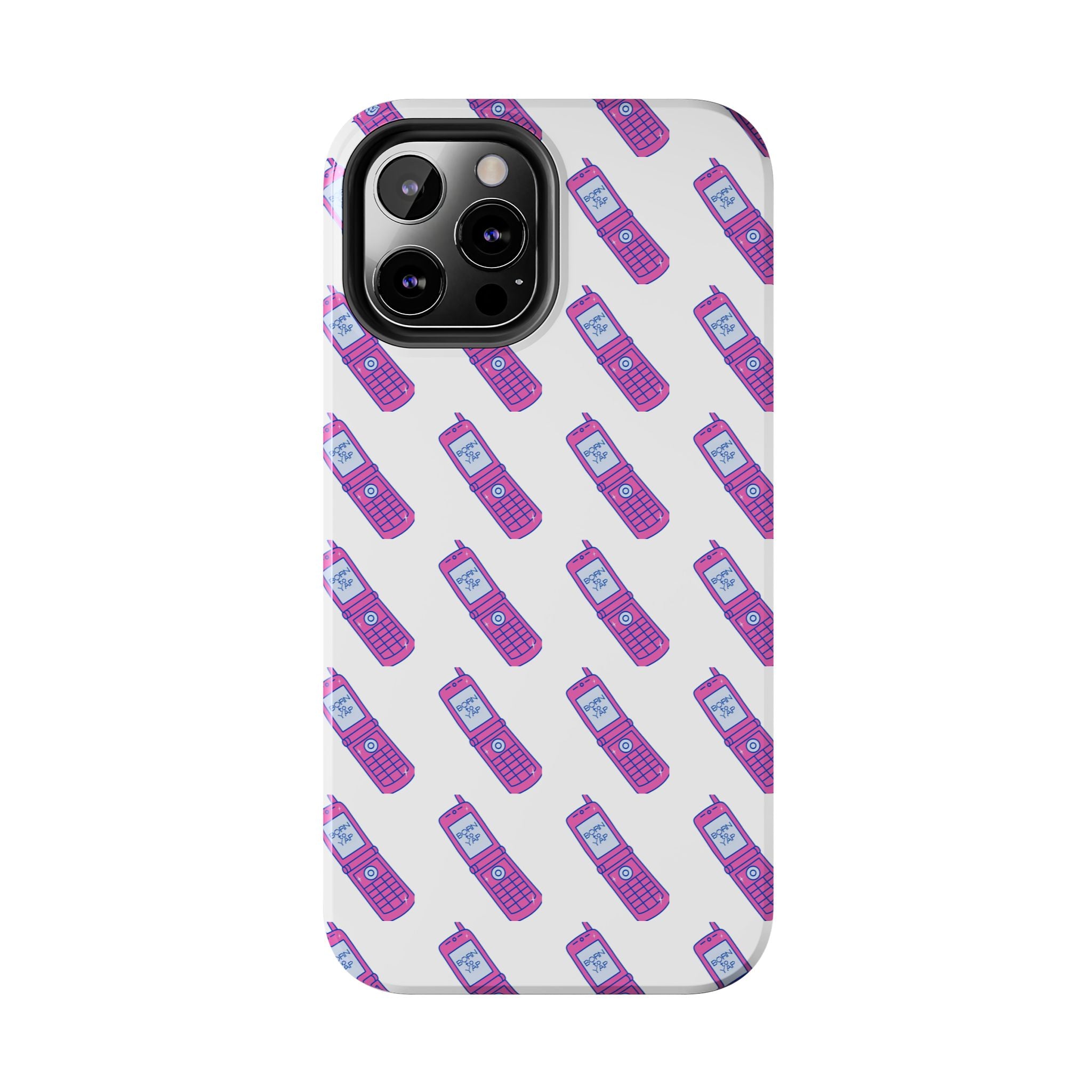 Retro Purple Born to Yap Flip Phone Phone Case | 90s Pattern, Cute Tech Design