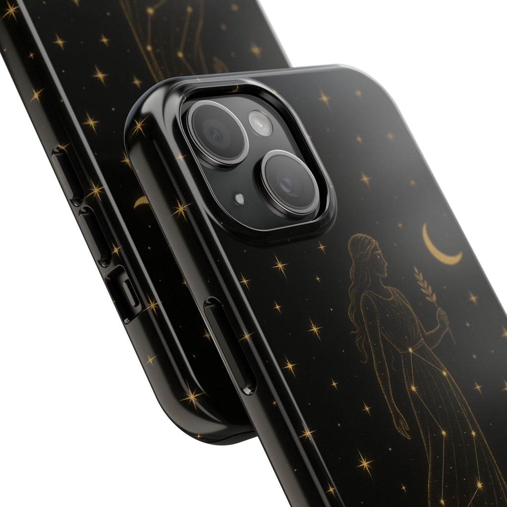 Virgo Tough Phone Case — Gold Constellation Zodiac Design