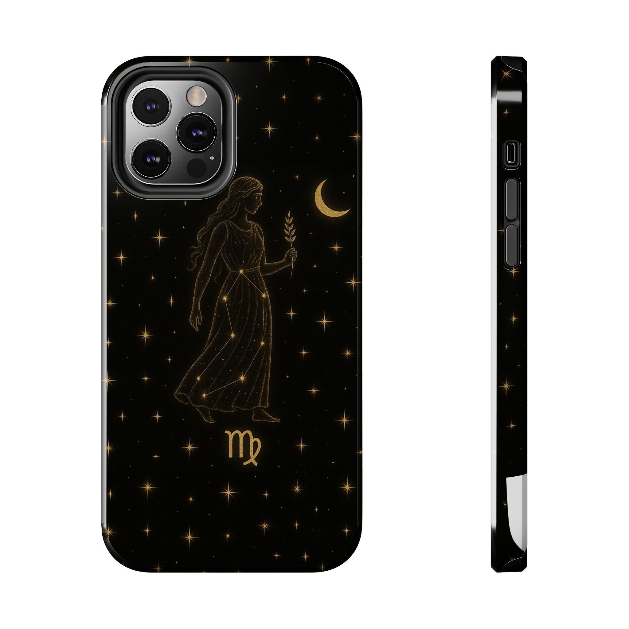 Virgo Tough Phone Case — Gold Constellation Zodiac Design