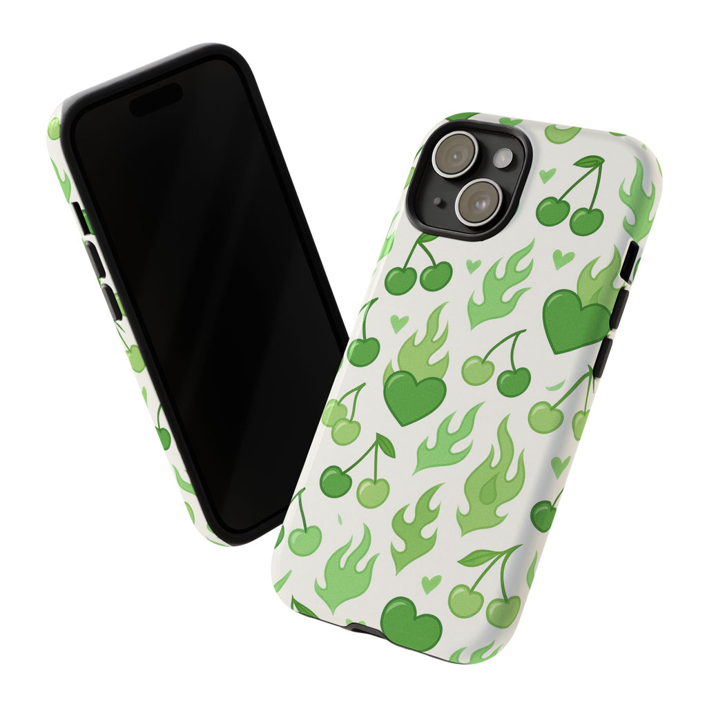 Green Flame Hearts Phone Case