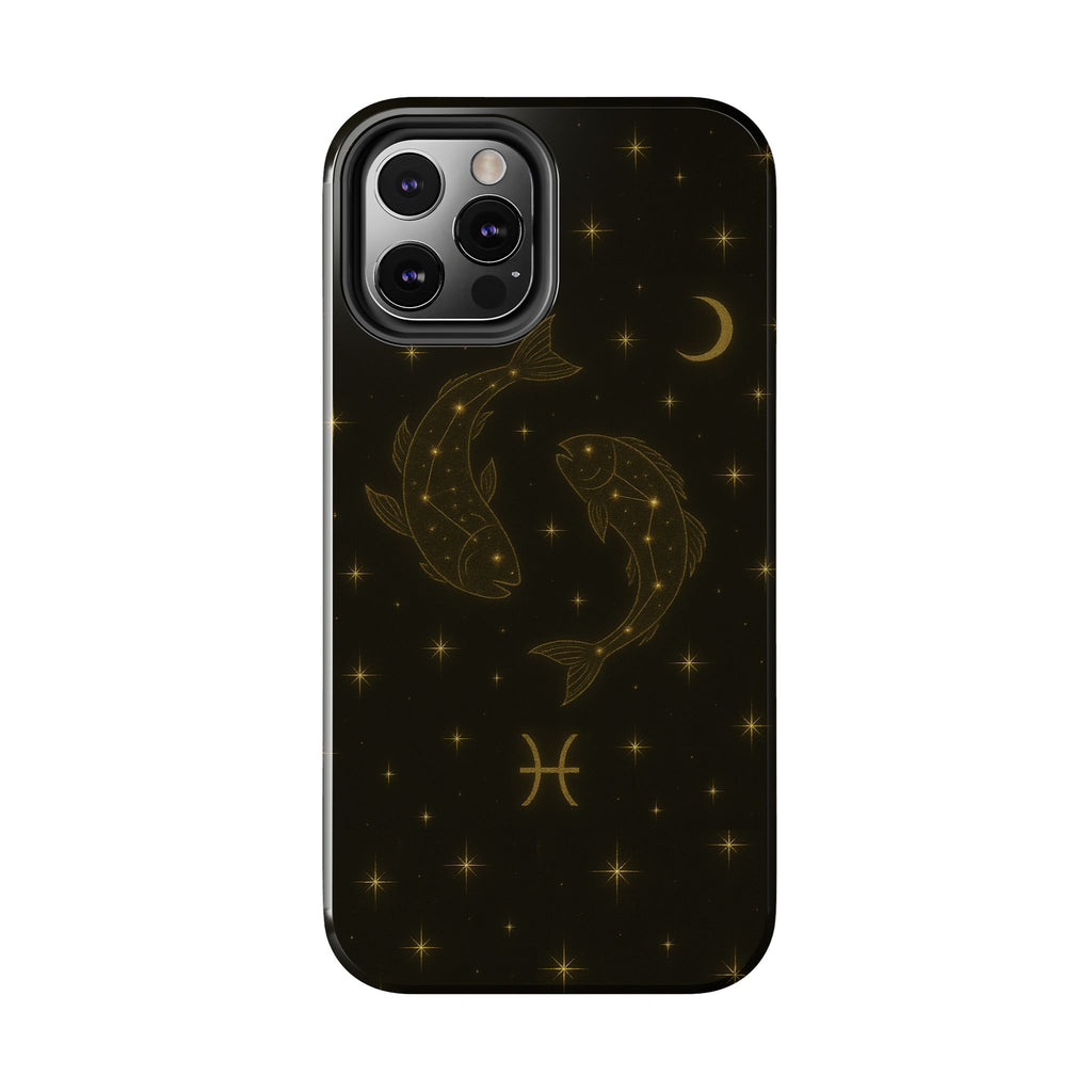 Pisces Zodiac Tough Phone Case — Gold Koi Constellation Design