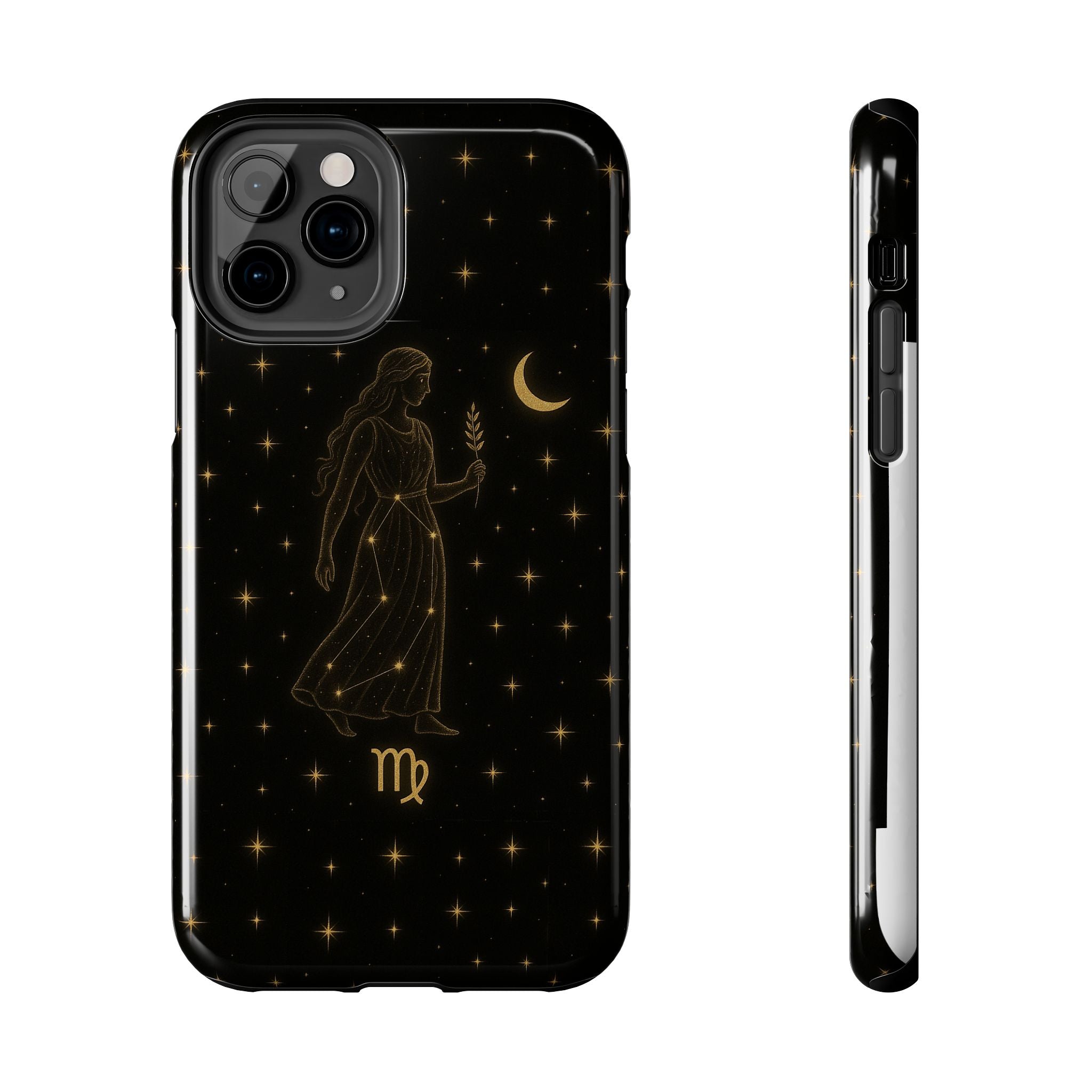 Virgo Tough Phone Case — Gold Constellation Zodiac Design