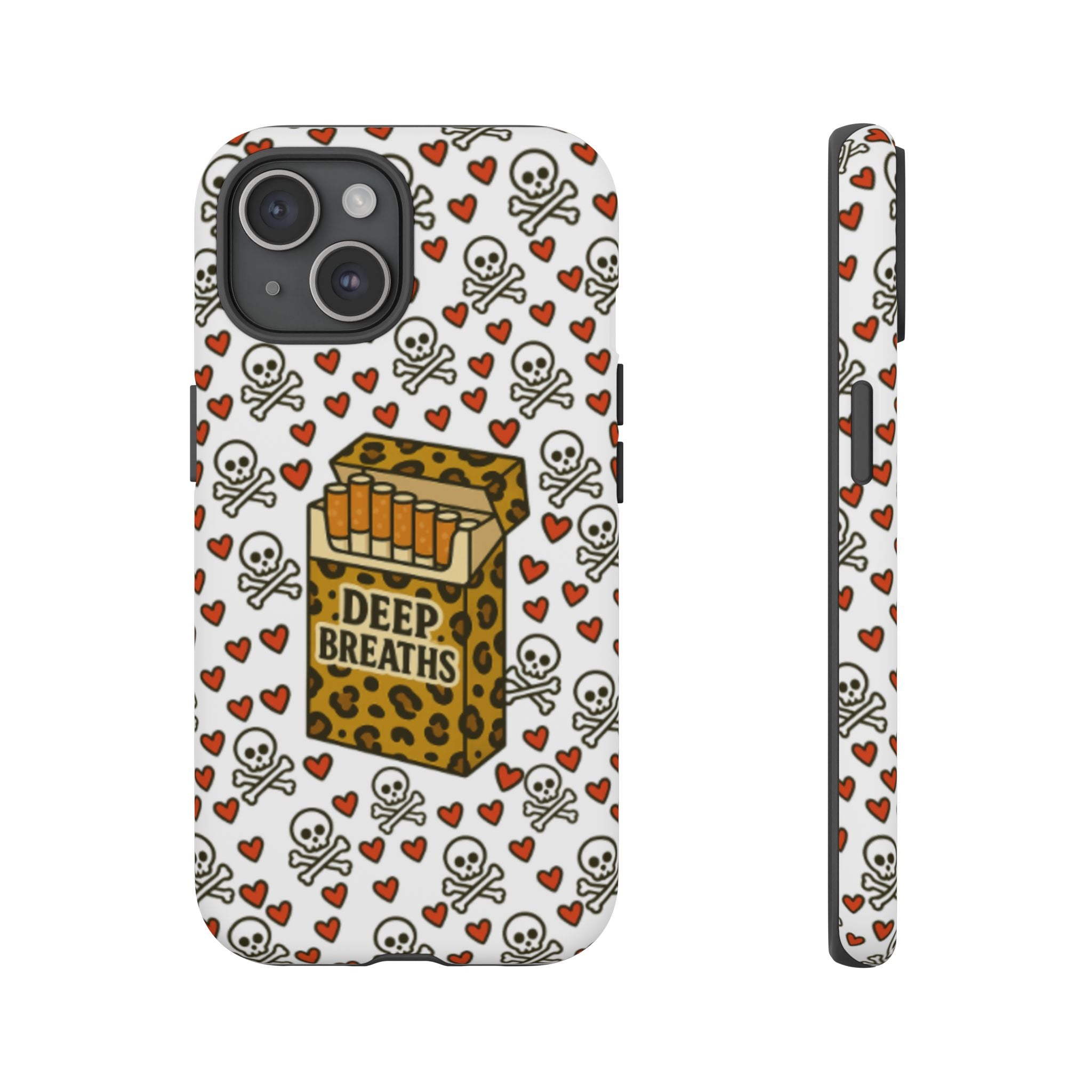 'Deep Breaths' Cigs & Skulls Phone Case
