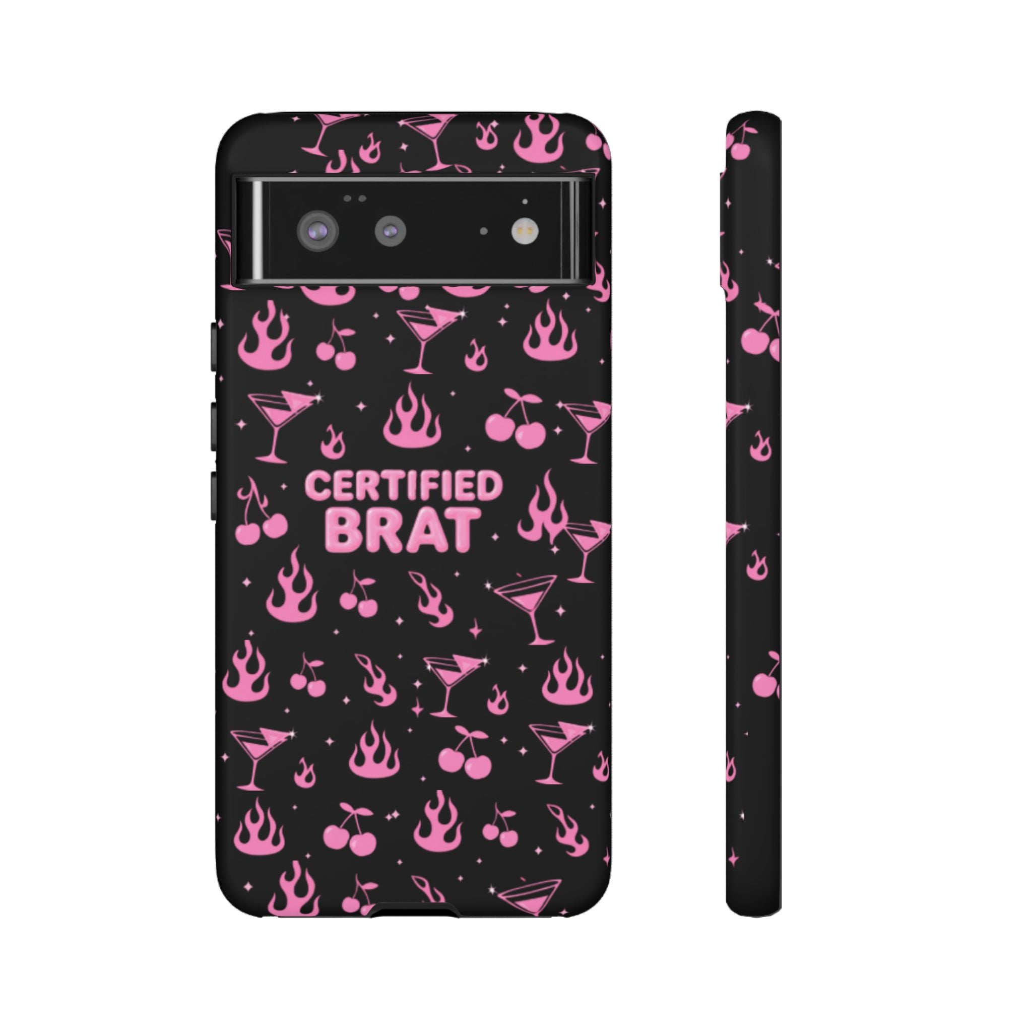 Black Certified Brat Pink Pattern Phone Case