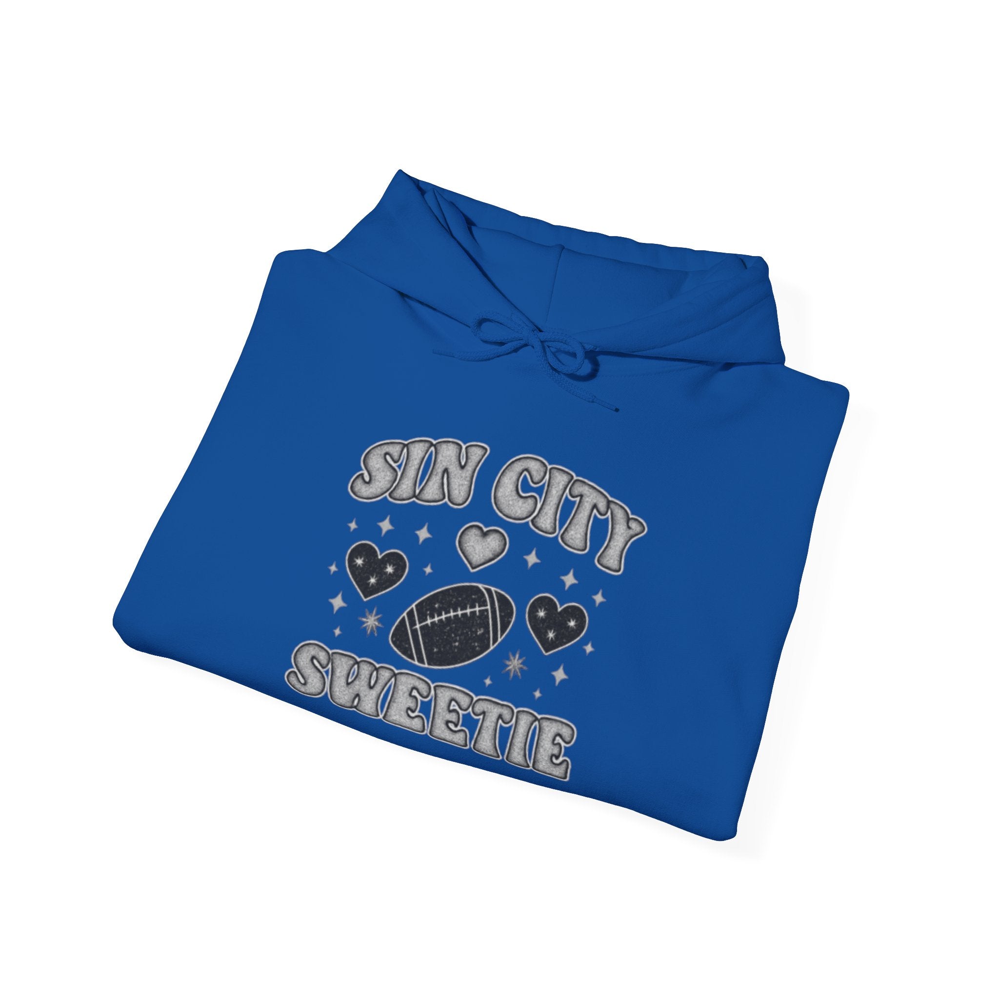 Sin City Sweetie Hoodie — Retro Heart & Football Graphic Pullover