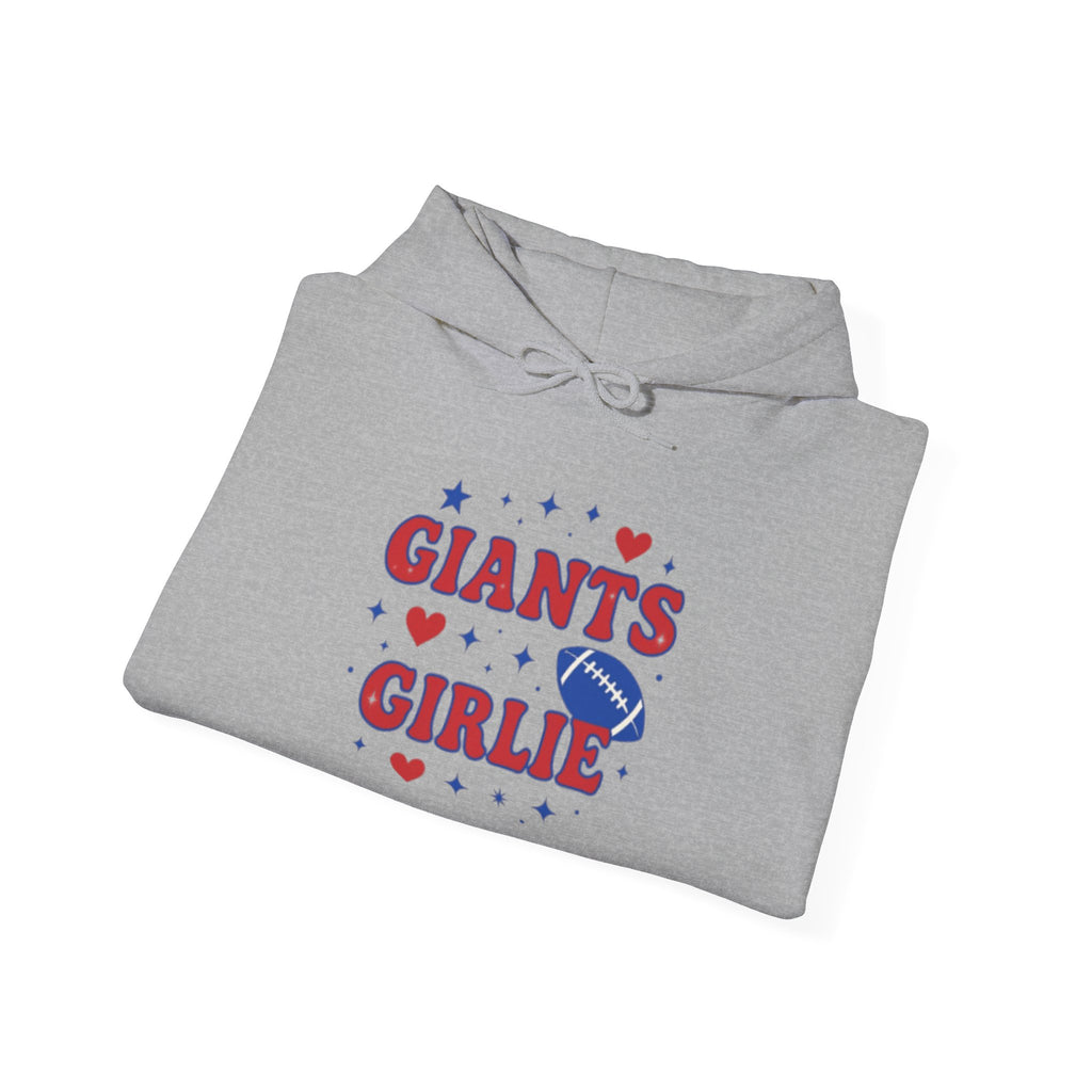 NY Football Red and Blue Girlie Hoodie - Cute Football Fan Pullover for Women & Girls