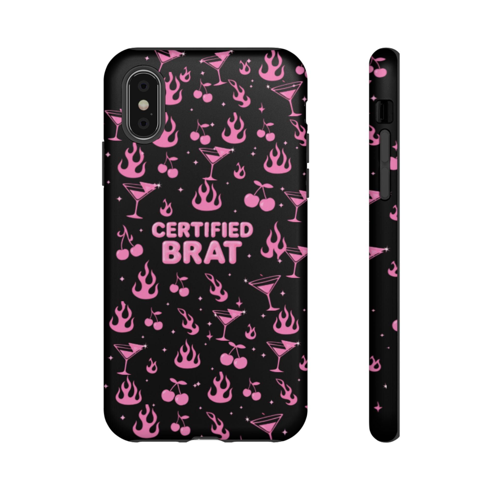 Black Certified Brat Pink Pattern Phone Case