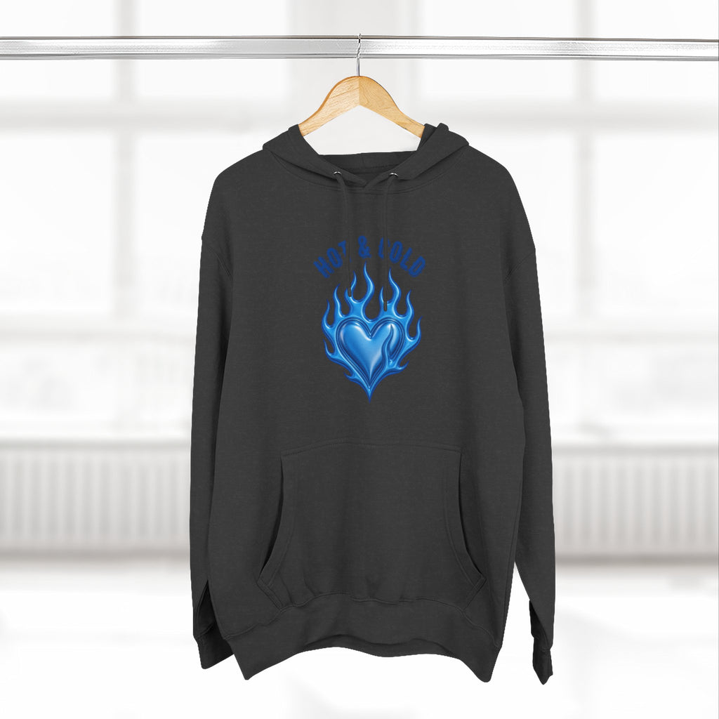 Hot & Cold Blue Flame Hoodie — Graphic Fleece Pullover