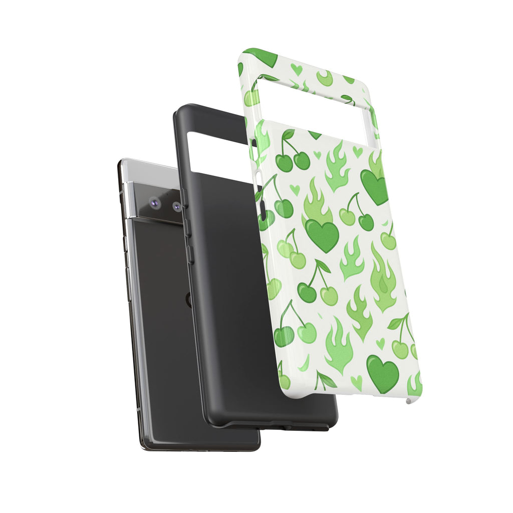 Green Flame Hearts Phone Case