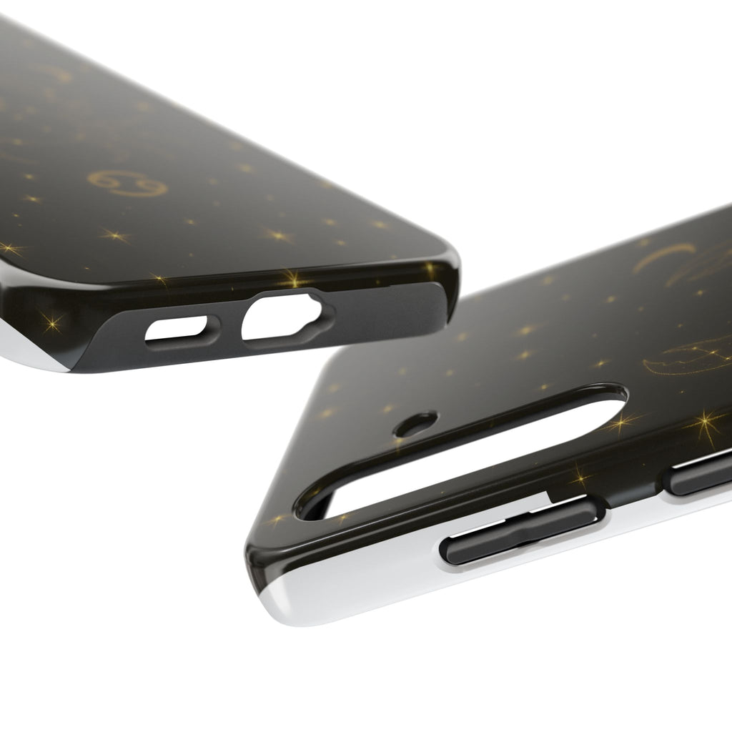 Cancer Zodiac Tough Phone Case — Gold Constellation Crab with Crescent Moon