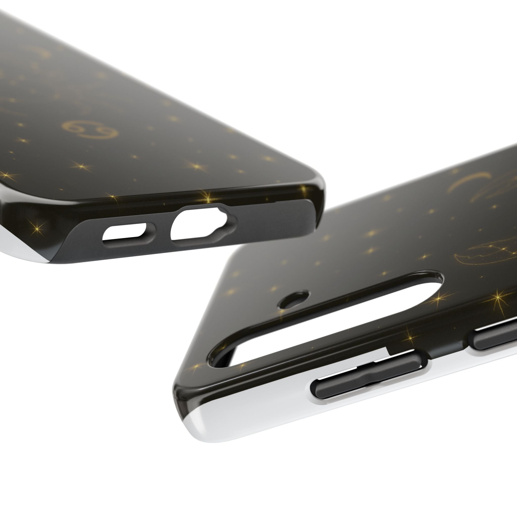 Cancer Zodiac Tough Phone Case — Gold Constellation Crab with Crescent Moon