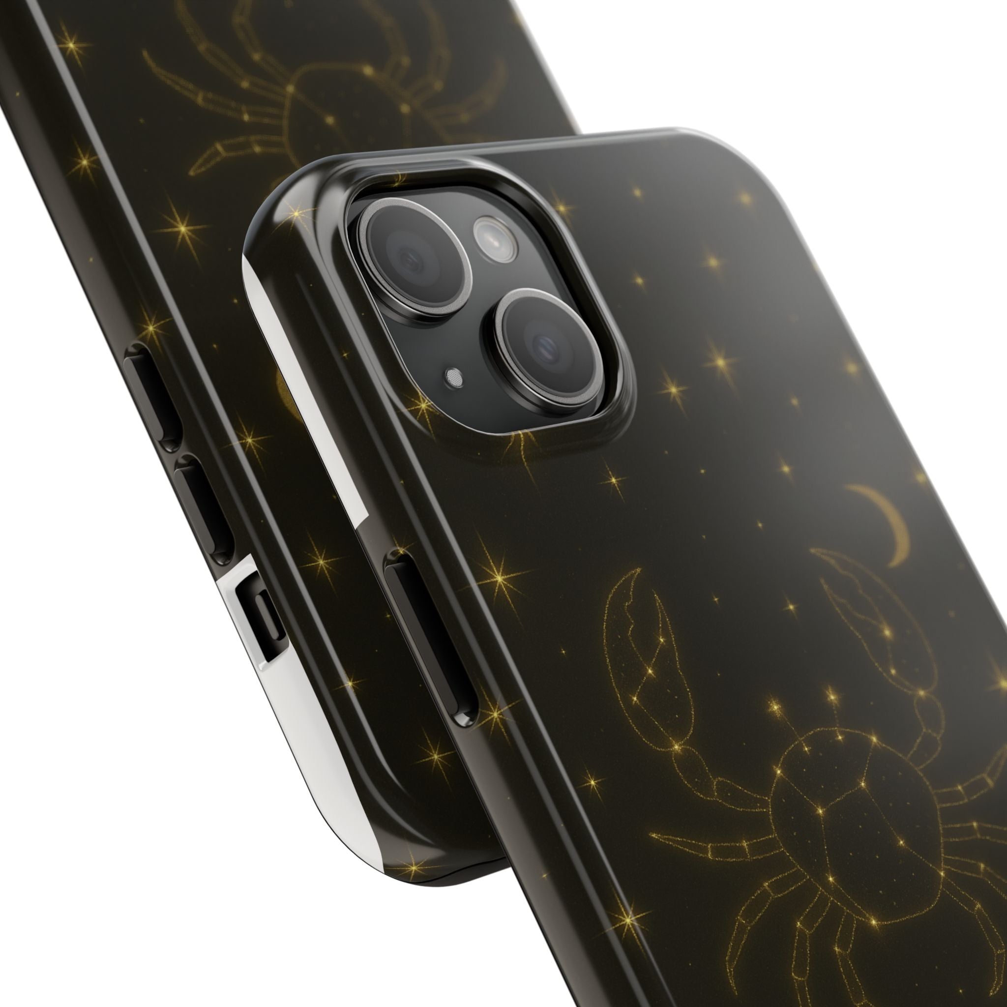 Cancer Zodiac Tough Phone Case — Gold Constellation Crab with Crescent Moon