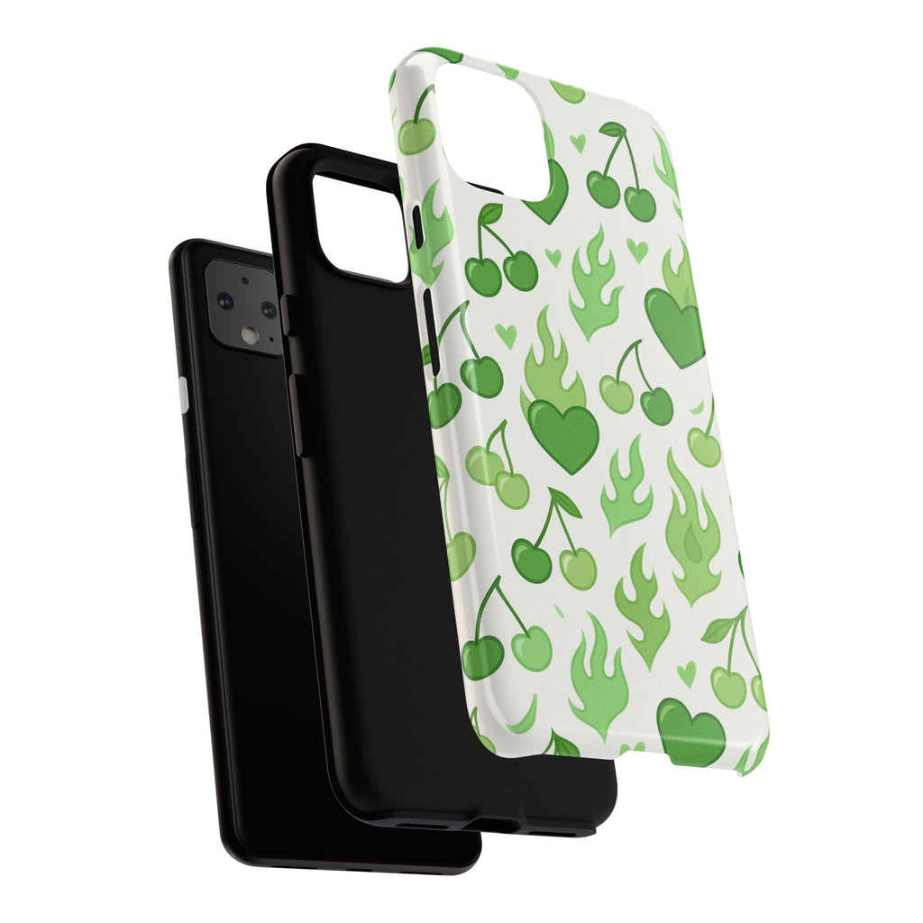 Green Flame Hearts Phone Case
