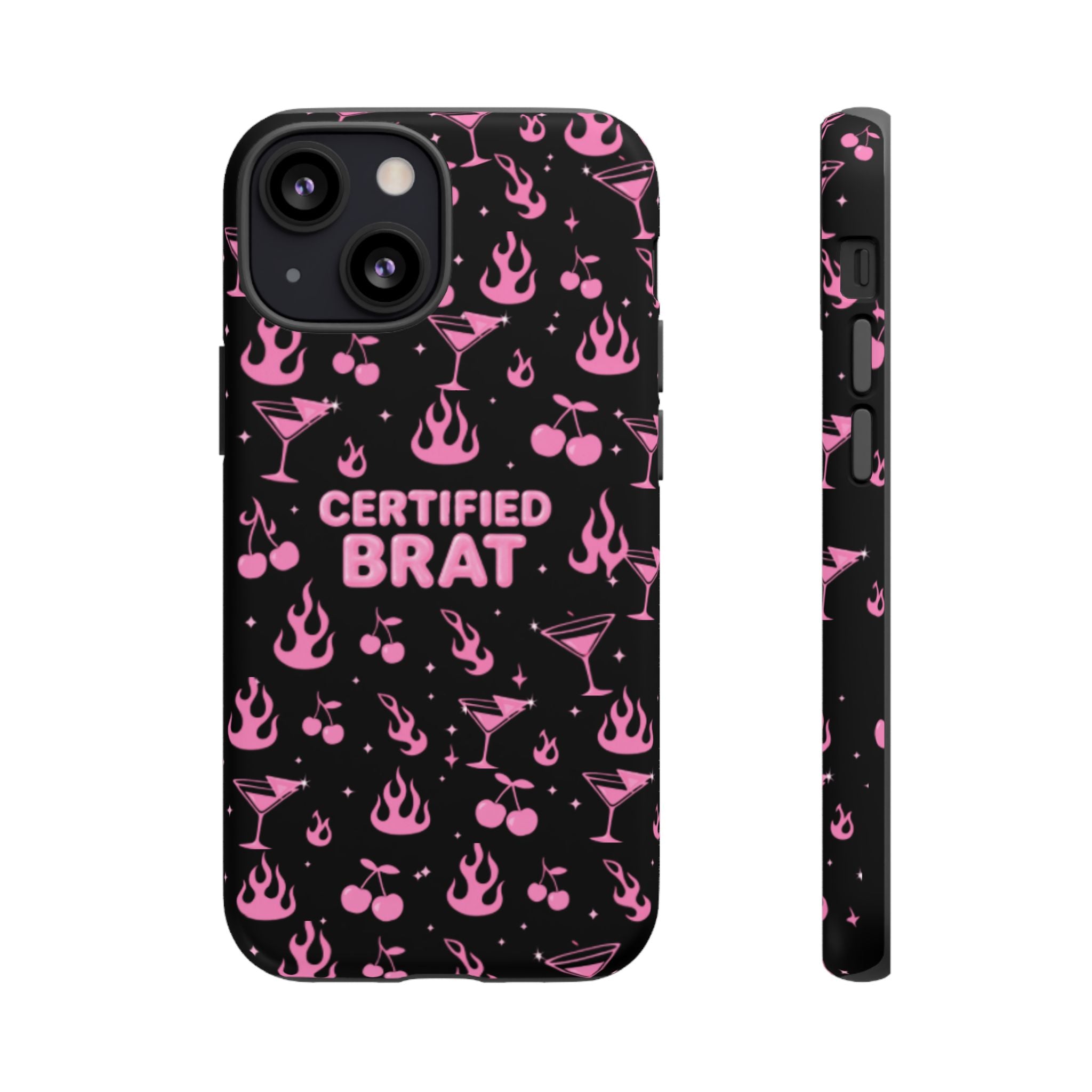 Black Certified Brat Pink Pattern Phone Case
