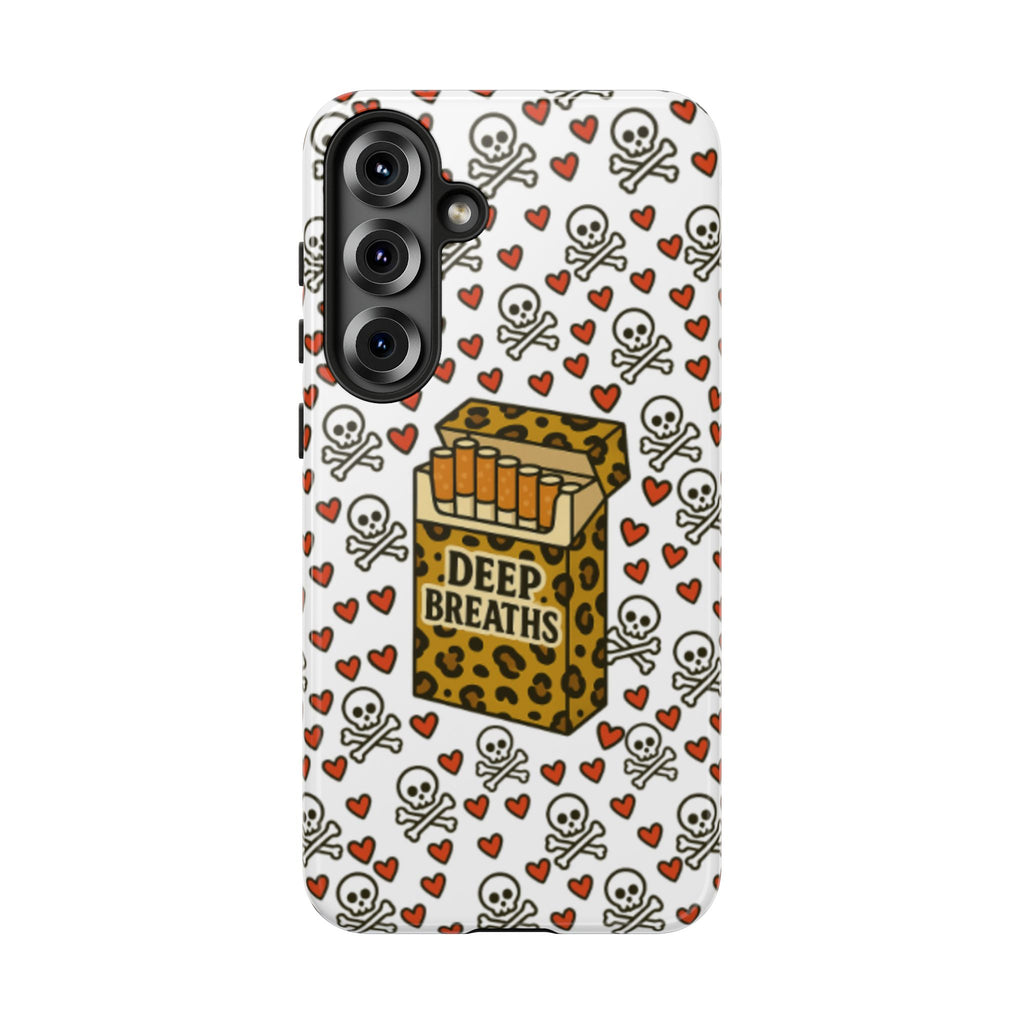 'Deep Breaths' Cigs & Skulls Phone Case