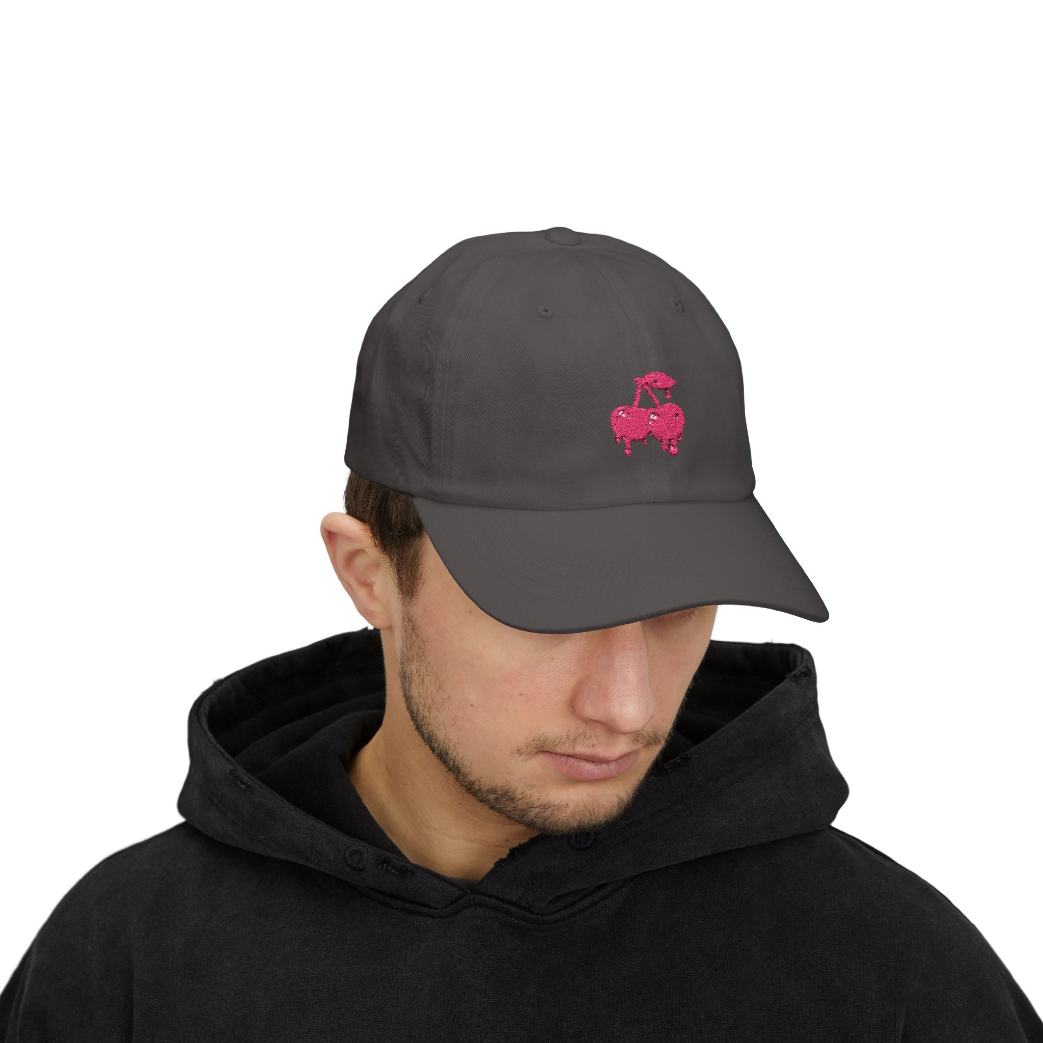 Drippy Pink Cherries Ball Cap Embroidered