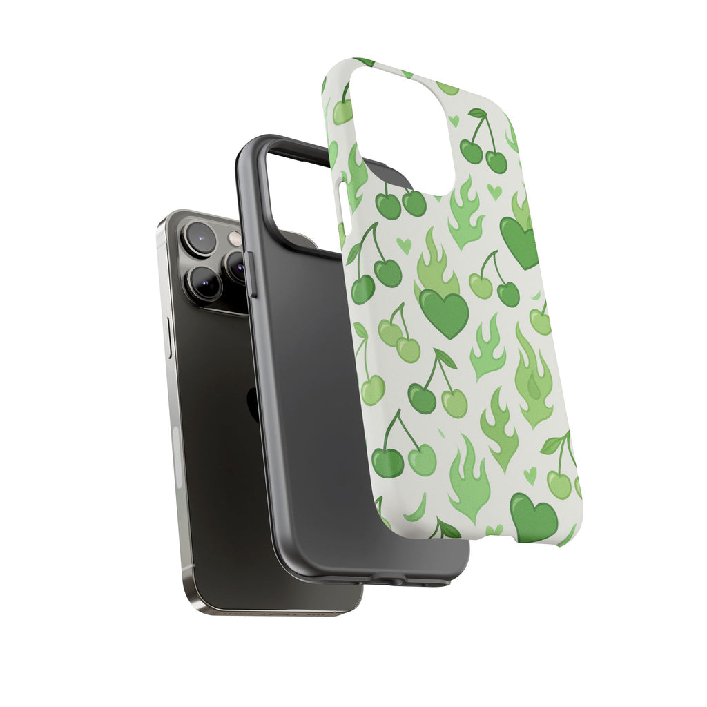Green Flame Hearts Phone Case