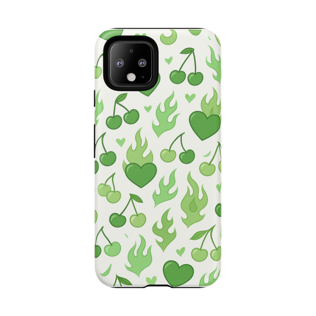 Green Flame Hearts Phone Case