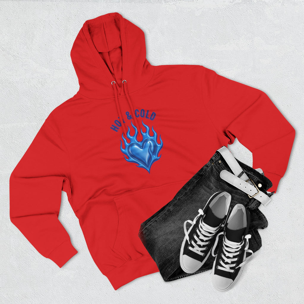 Hot & Cold Blue Flame Hoodie — Graphic Fleece Pullover