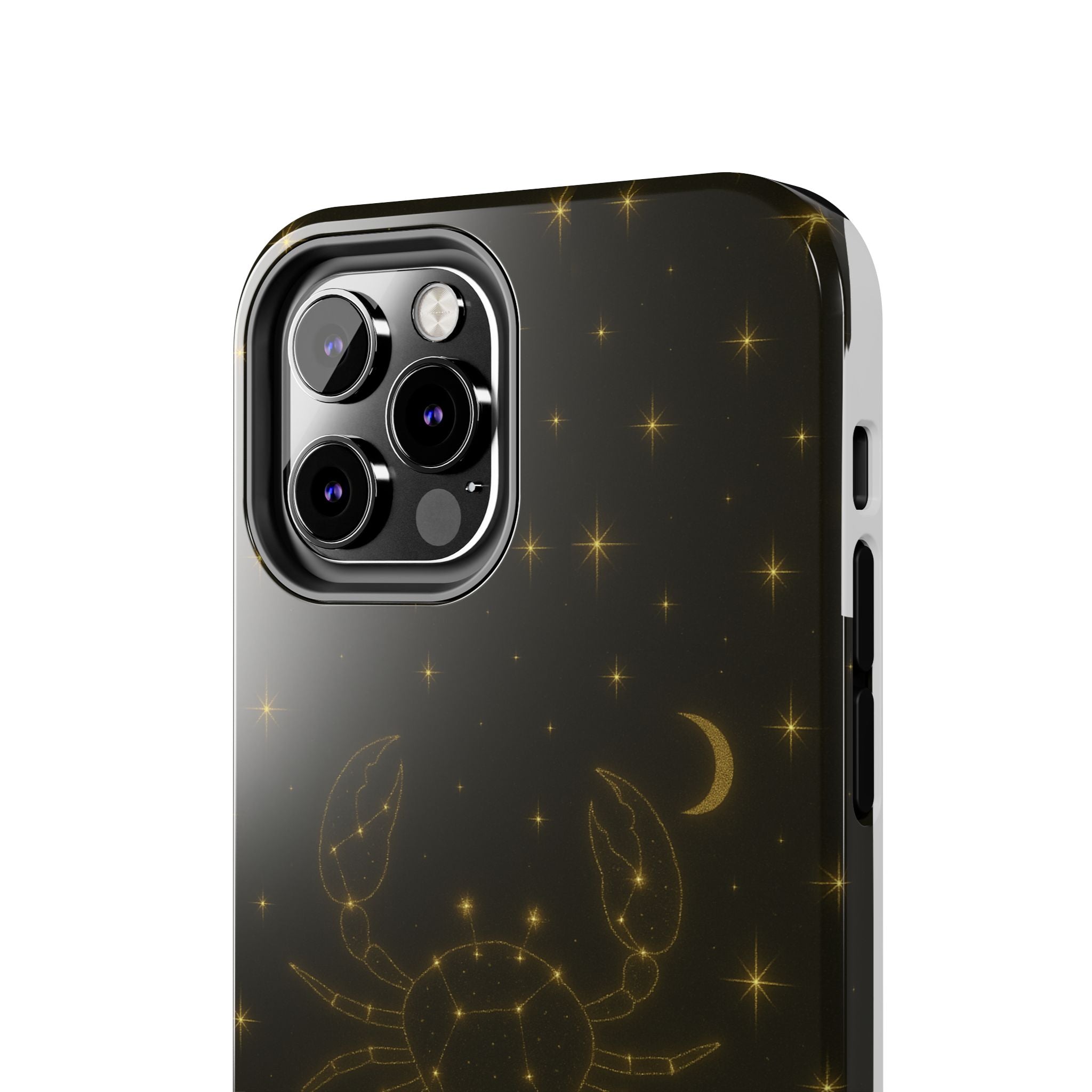 Cancer Zodiac Tough Phone Case — Gold Constellation Crab with Crescent Moon