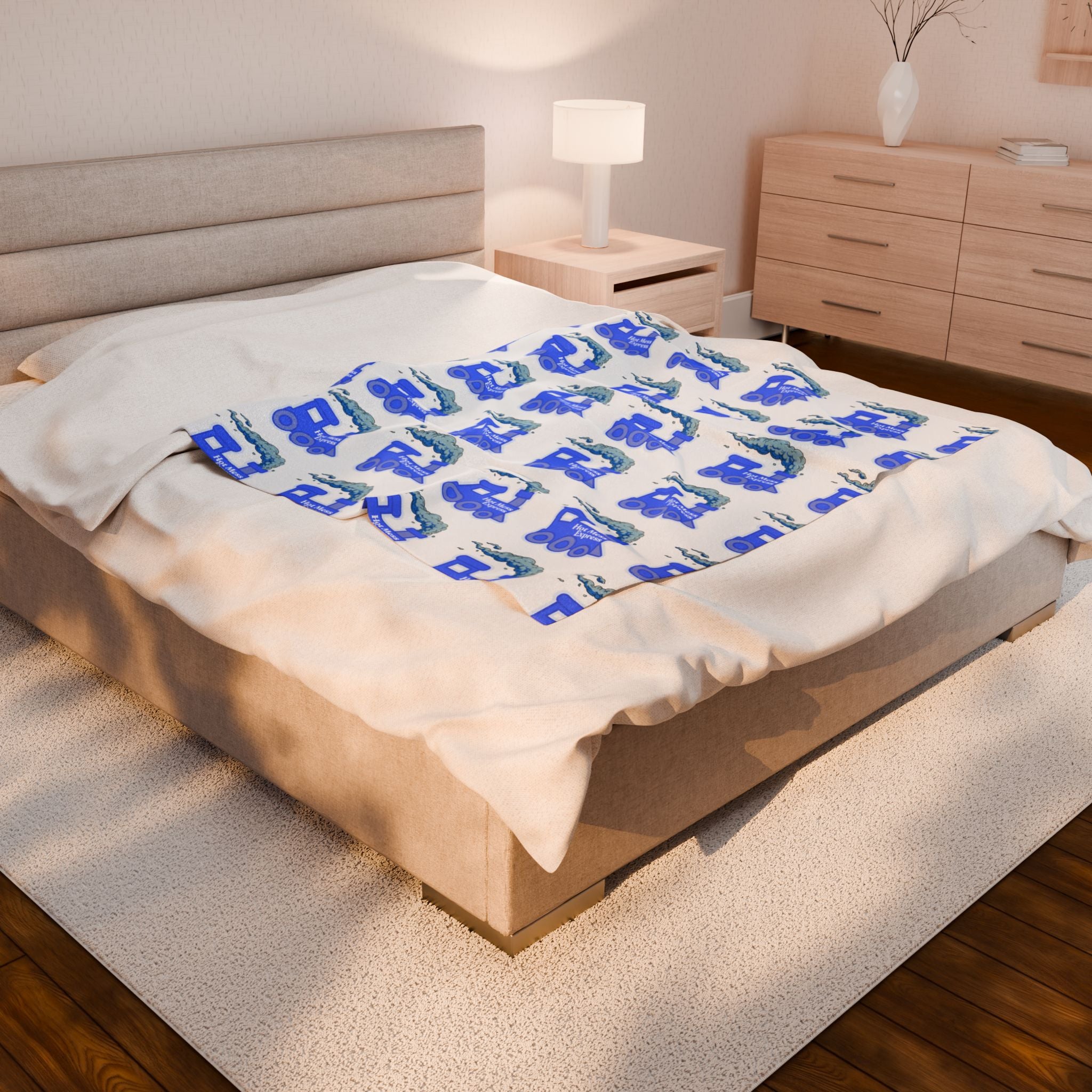 Blue Hot Mess Express Pattern Velvet Plush Blanket