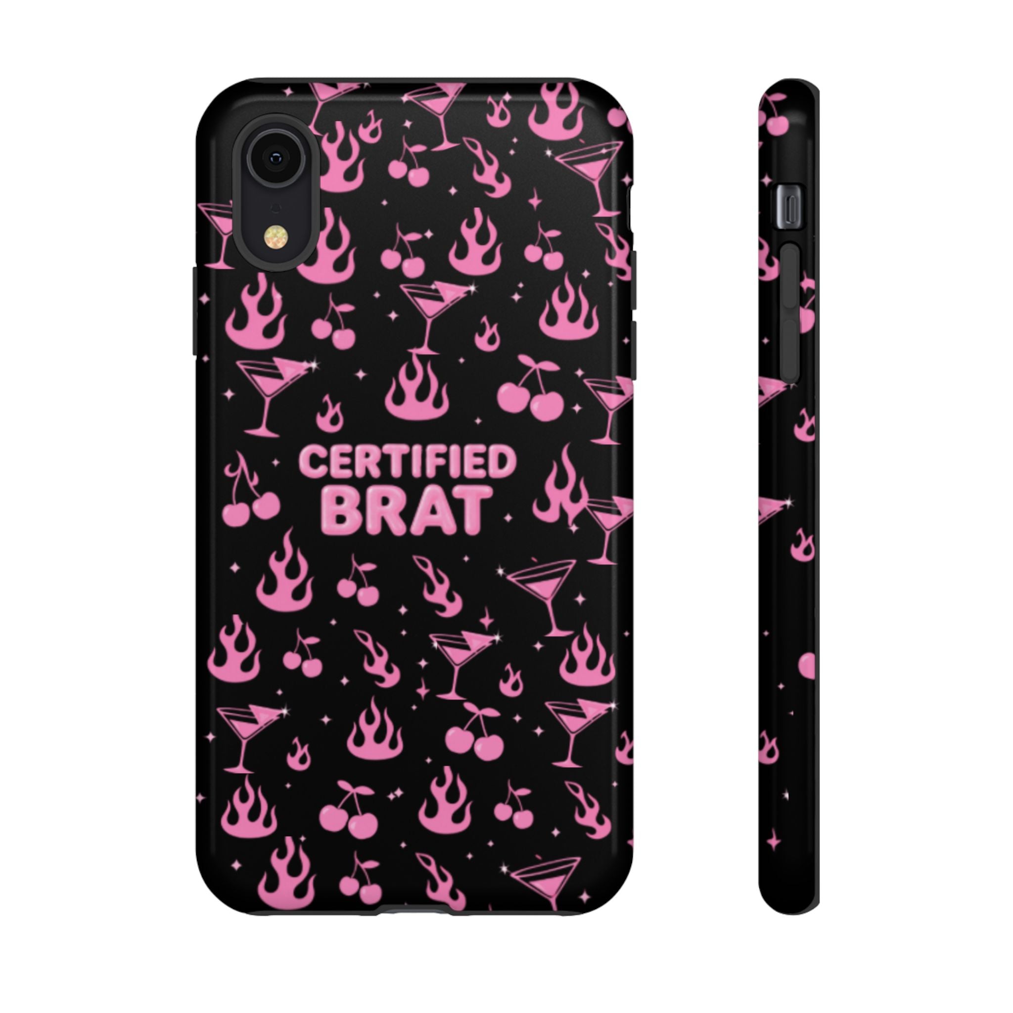 Black Certified Brat Pink Pattern Phone Case