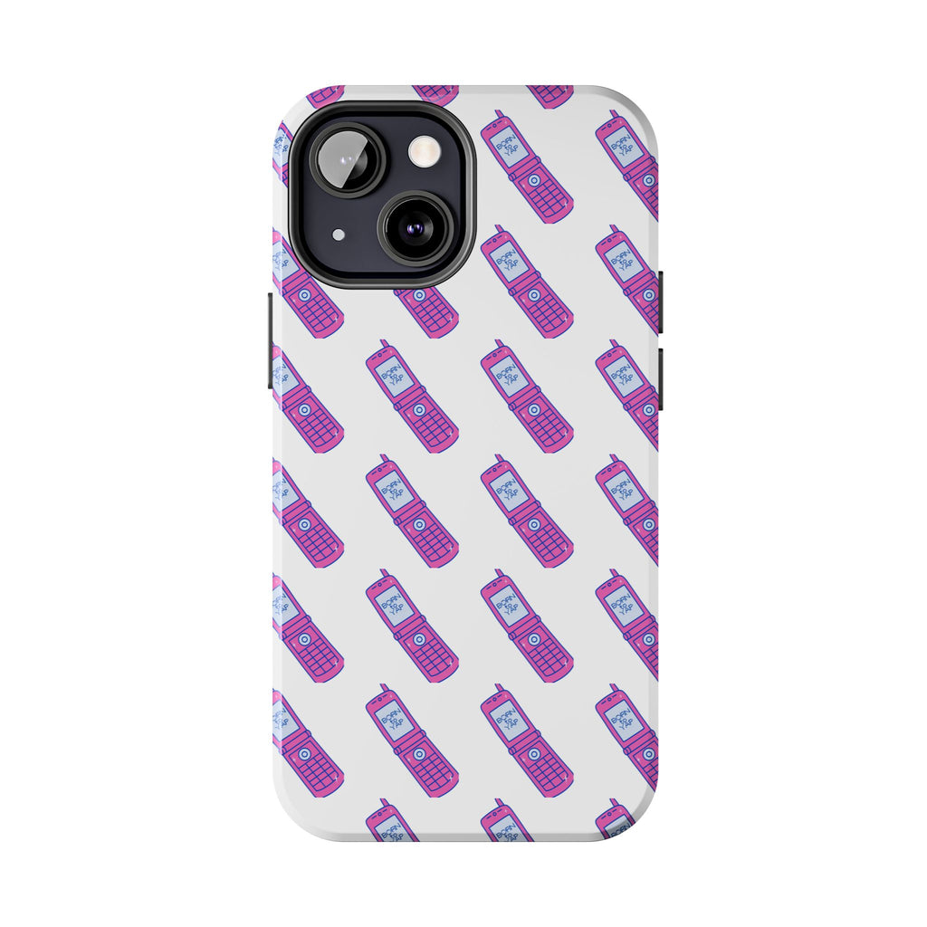 Retro Purple Born to Yap Flip Phone Phone Case | 90s Pattern, Cute Tech Design
