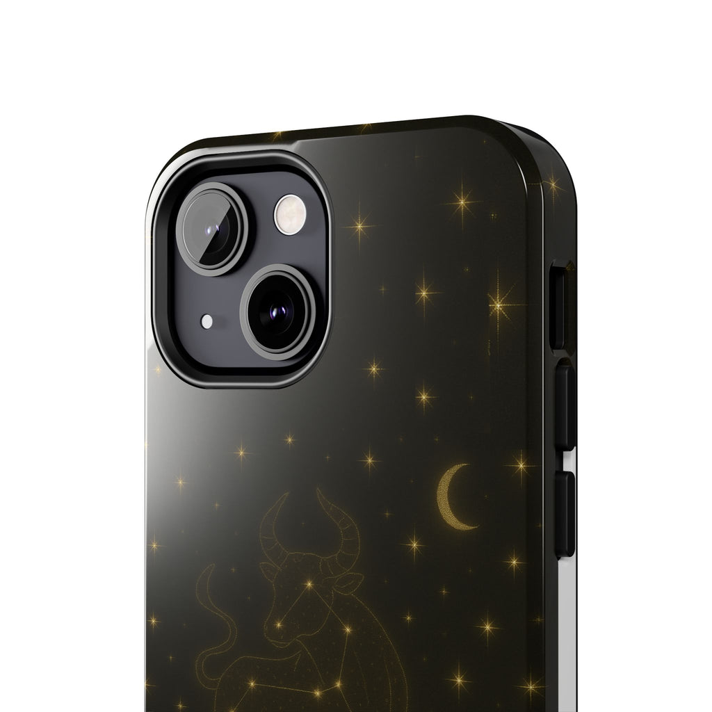Taurus Constellation Tough Phone Case — Gold Zodiac Bull Phone Case