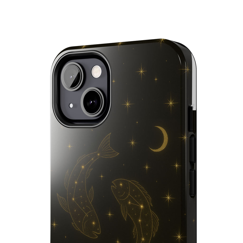 Pisces Zodiac Tough Phone Case — Gold Koi Constellation Design