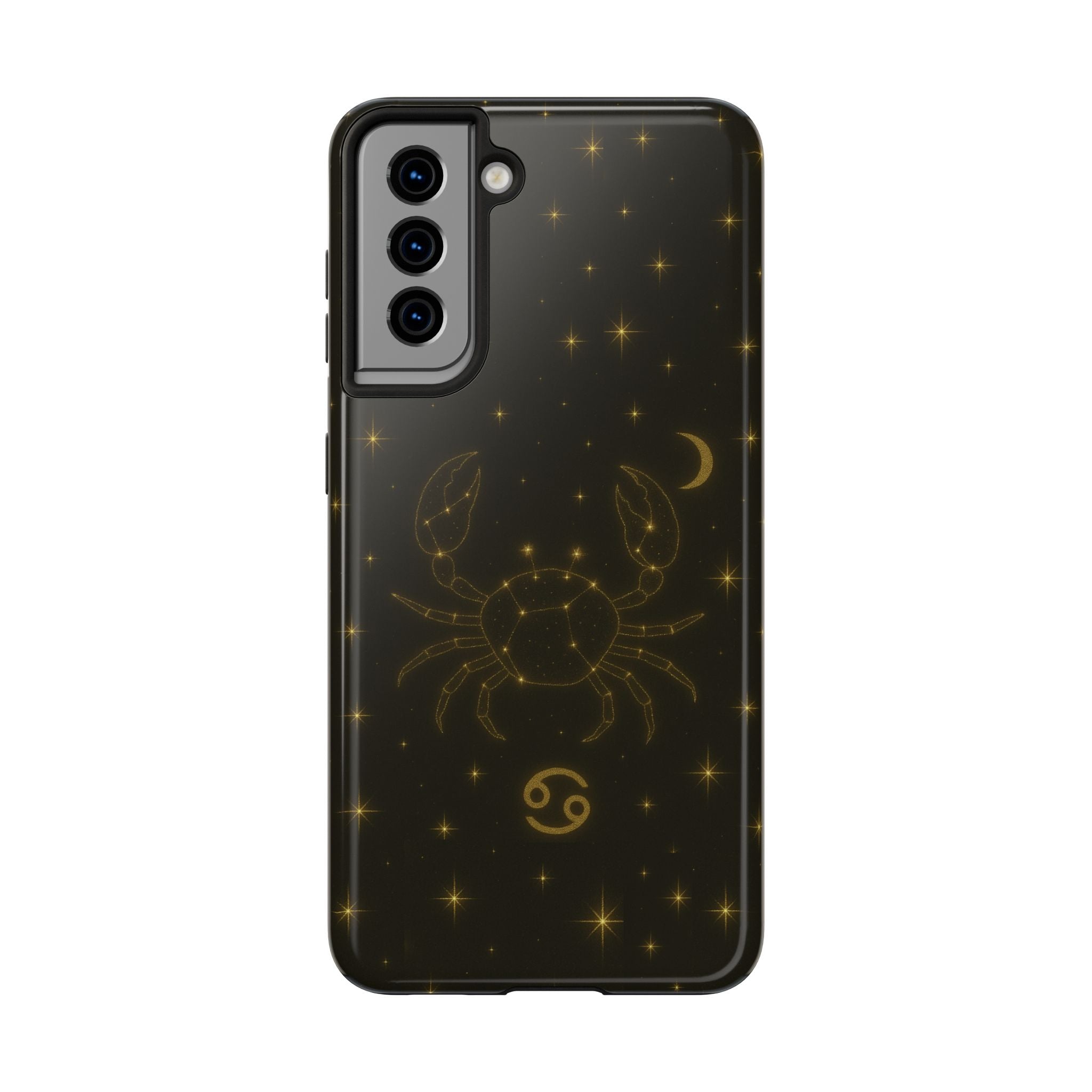 Cancer Zodiac Tough Phone Case — Gold Constellation Crab with Crescent Moon