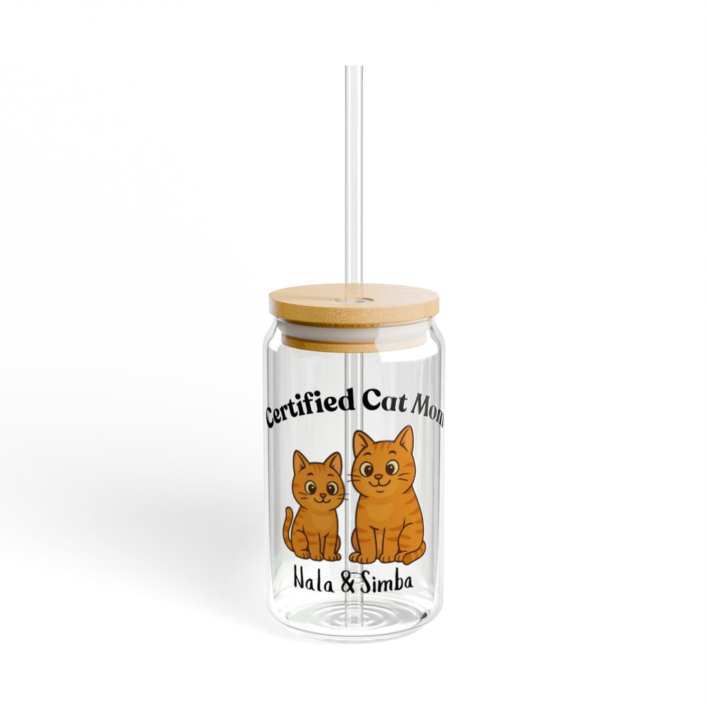 Custom Pets Glass Sipper - Personalized 16oz Tumbler with Straw