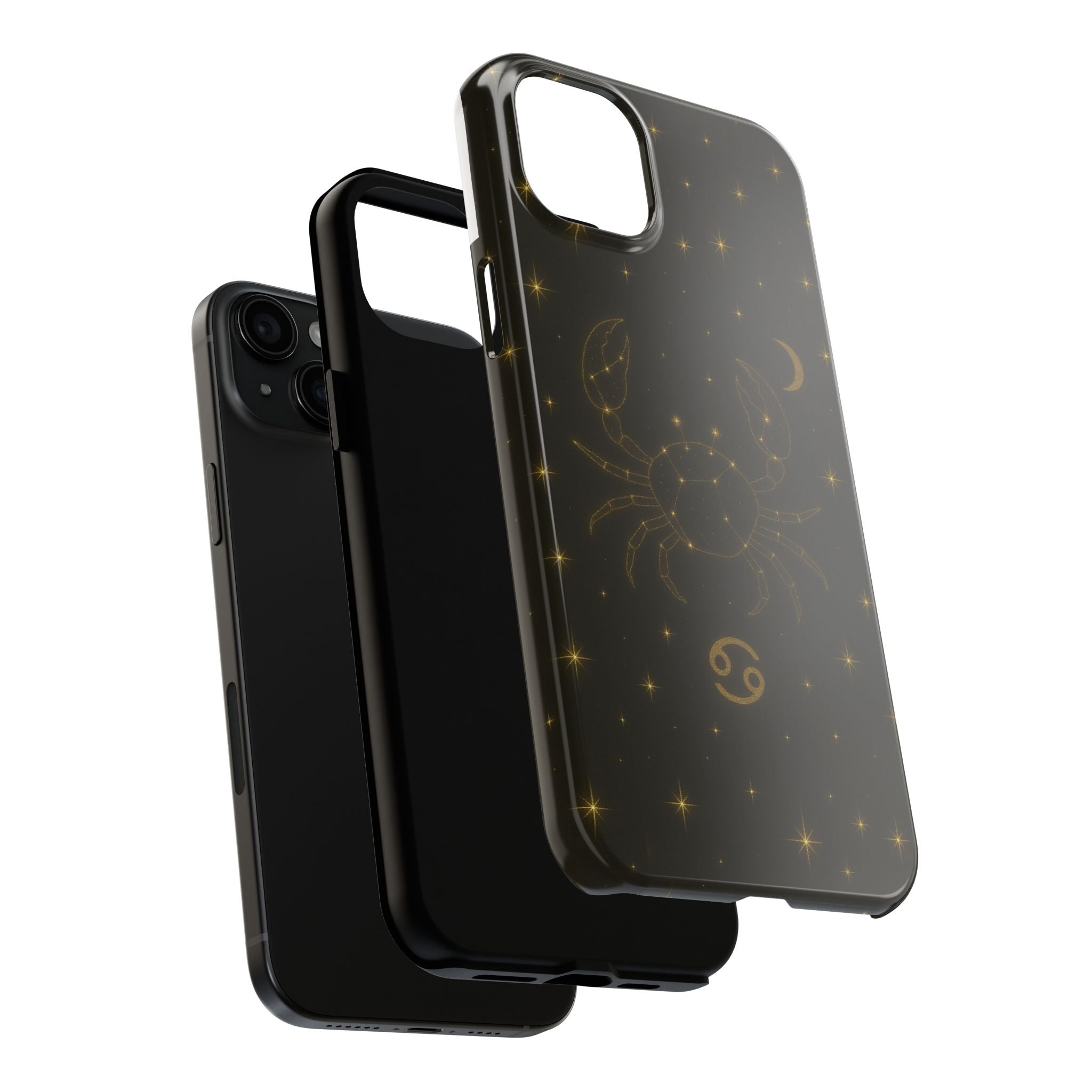 Cancer Zodiac Tough Phone Case — Gold Constellation Crab with Crescent Moon