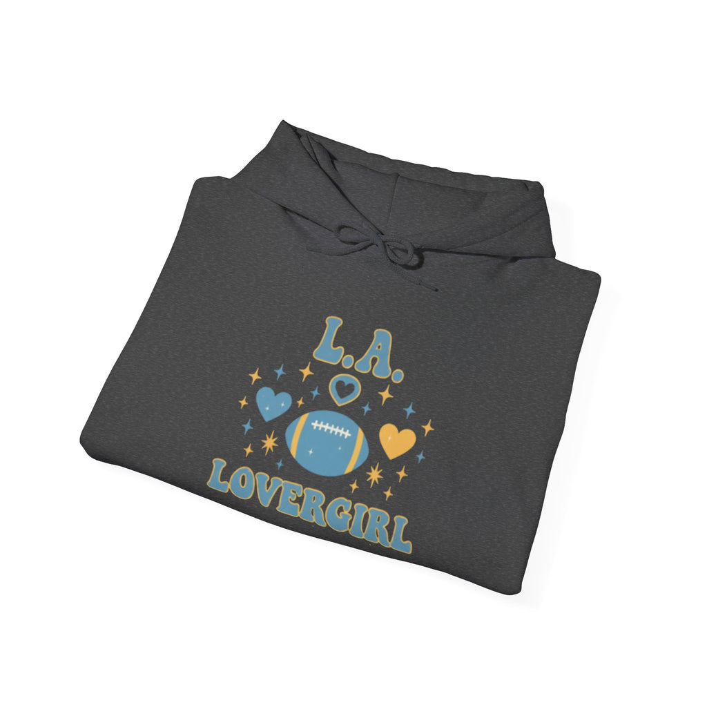 Los Angeles Lovergirl Hoodie — Cute Heart & Football Graphic Pullover