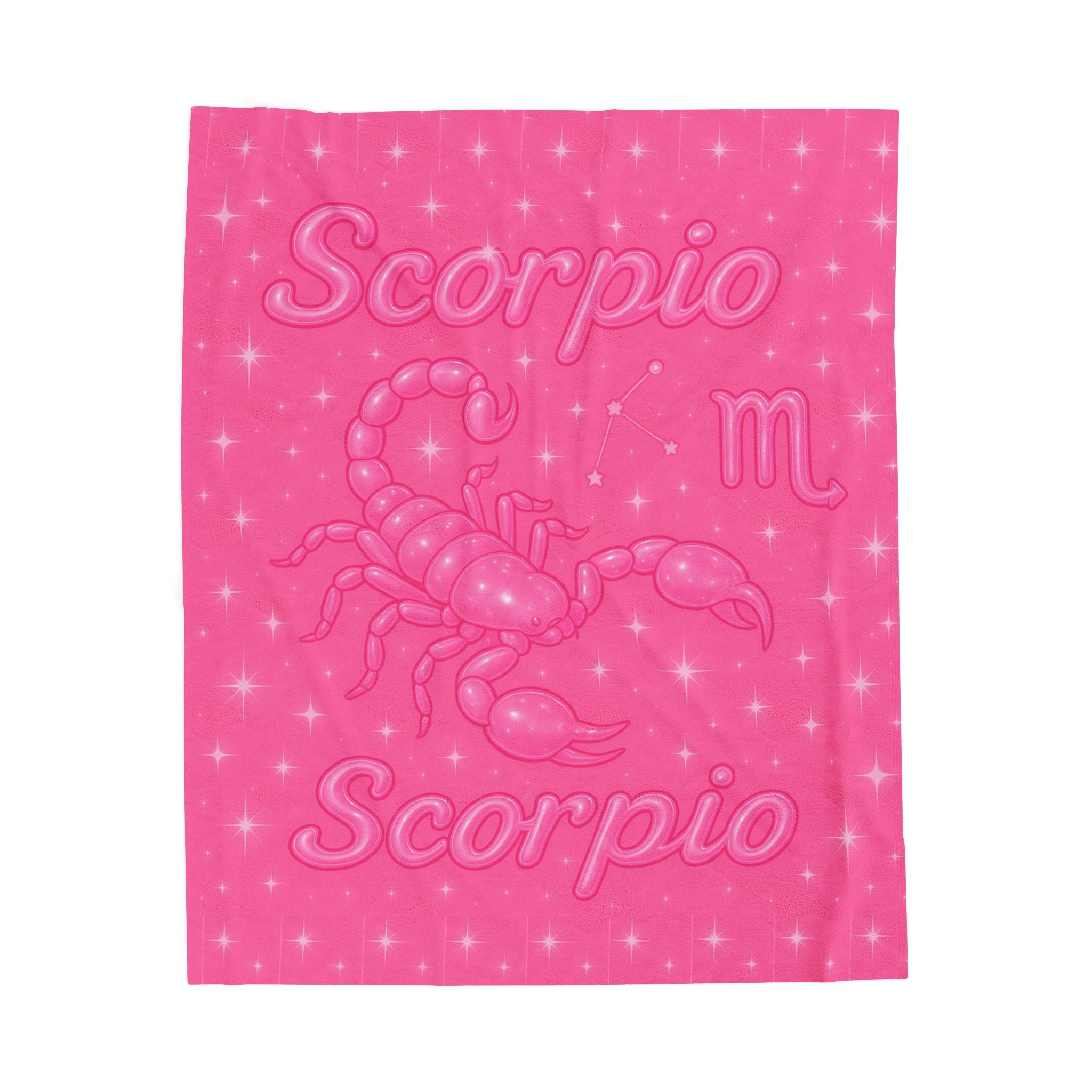 Scorpio Velveteen Plush Blanket — Pink Zodiac Scorpion Throw