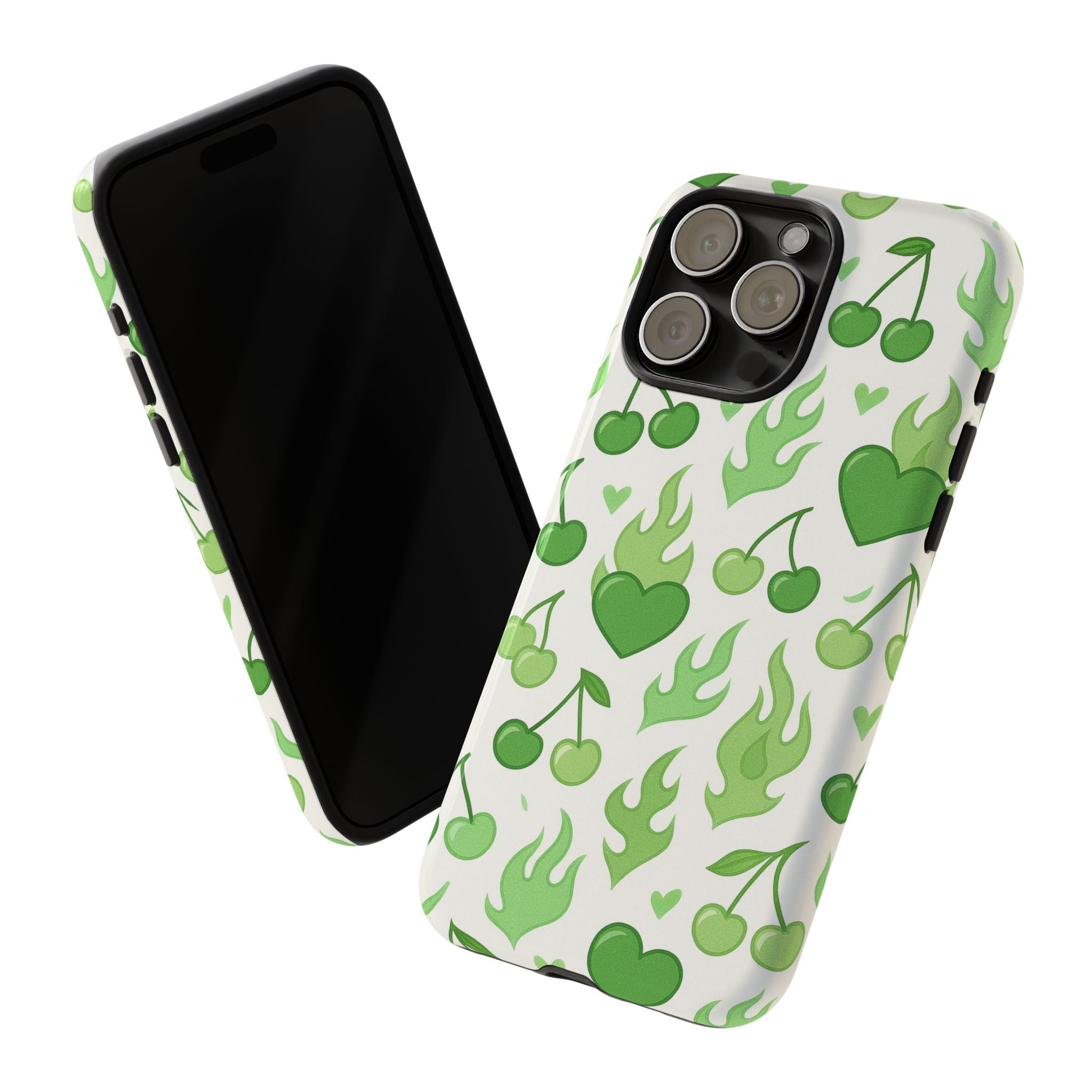 Green Flame Hearts Phone Case