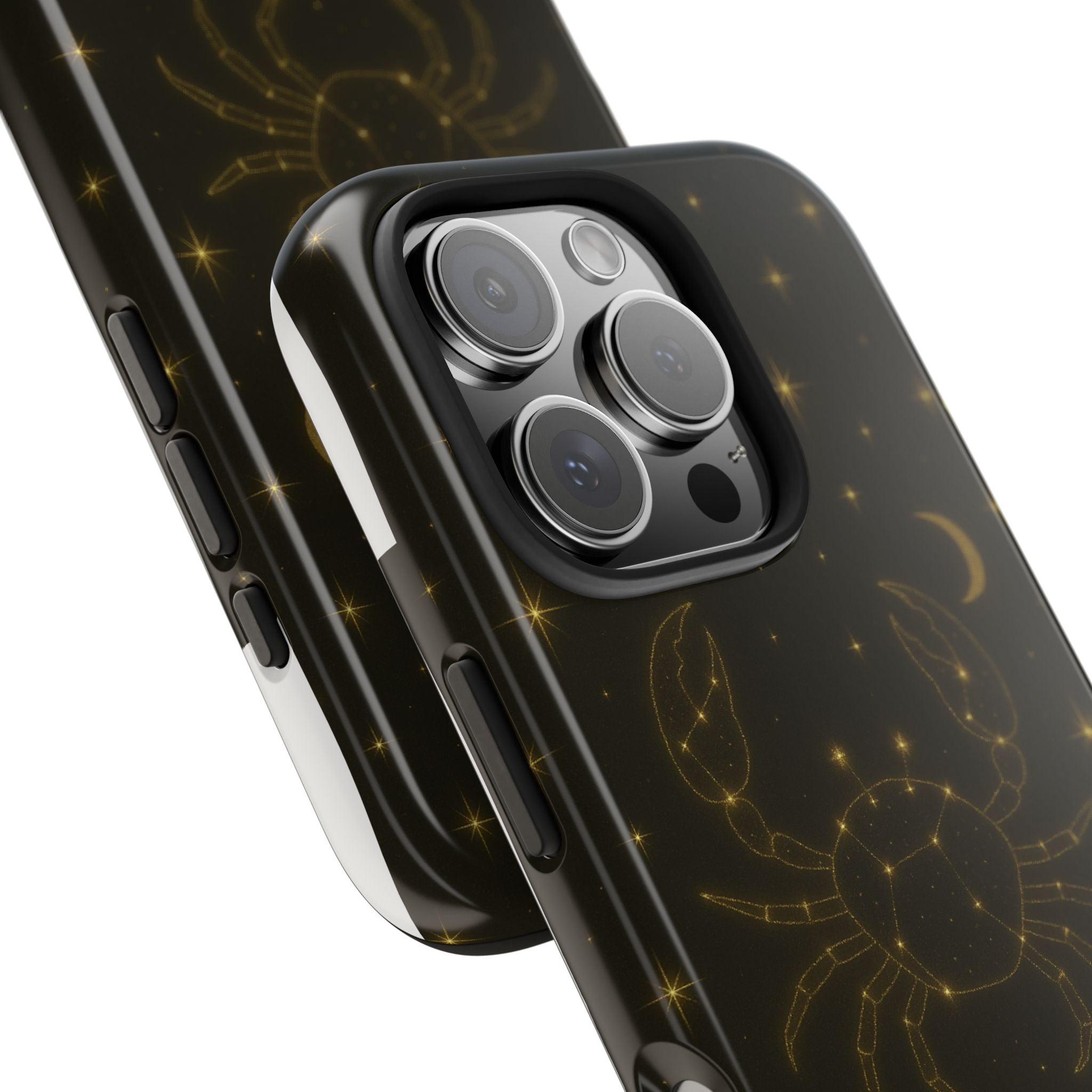 Cancer Zodiac Tough Phone Case — Gold Constellation Crab with Crescent Moon