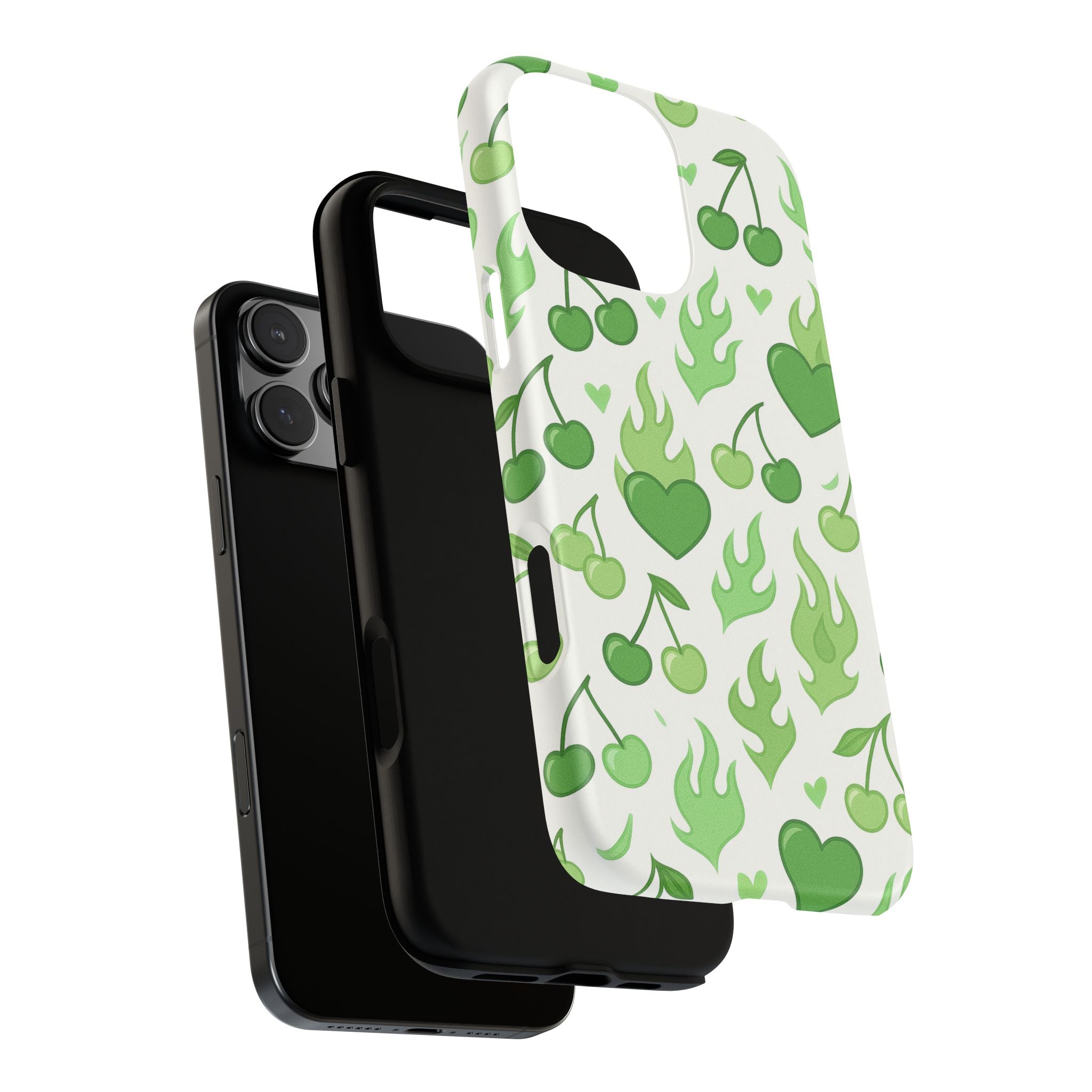 Green Flame Hearts Phone Case