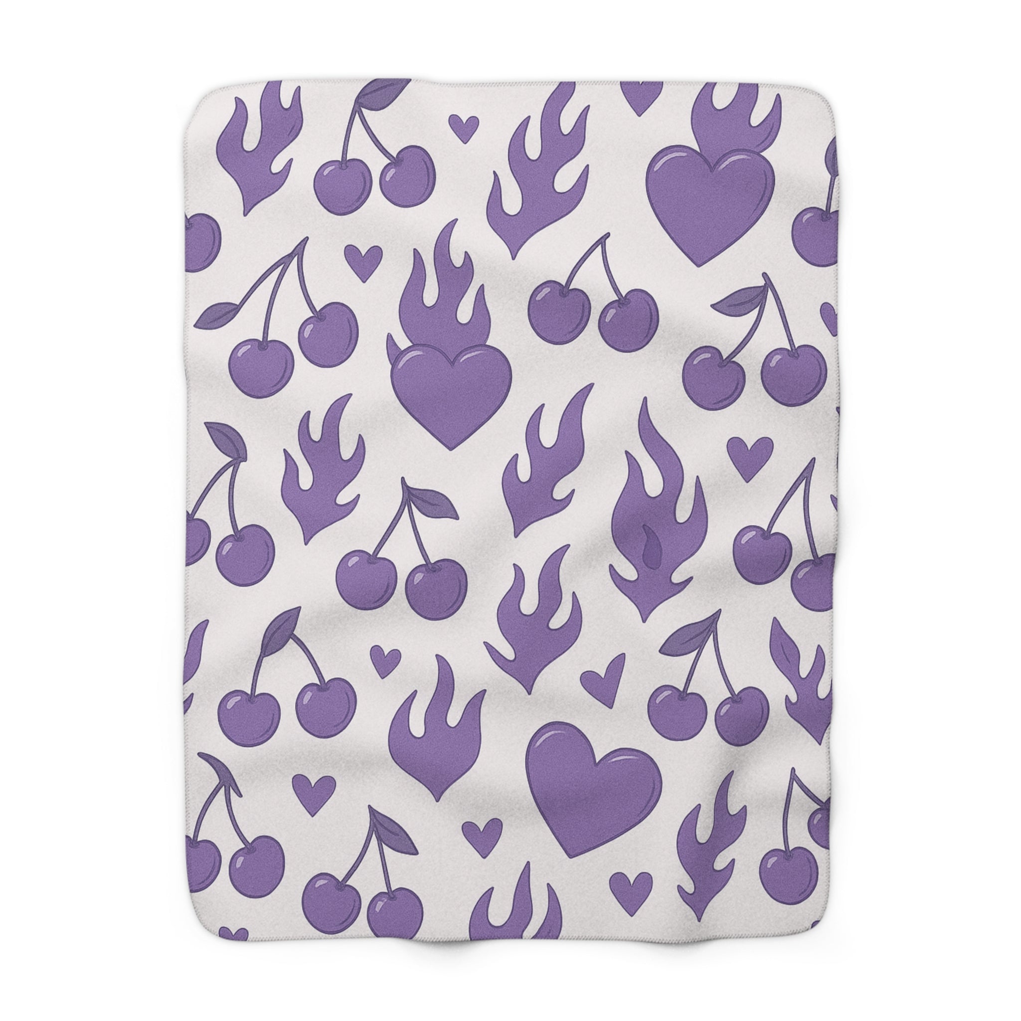 Purple Flaming Heart Sherpa Blanket