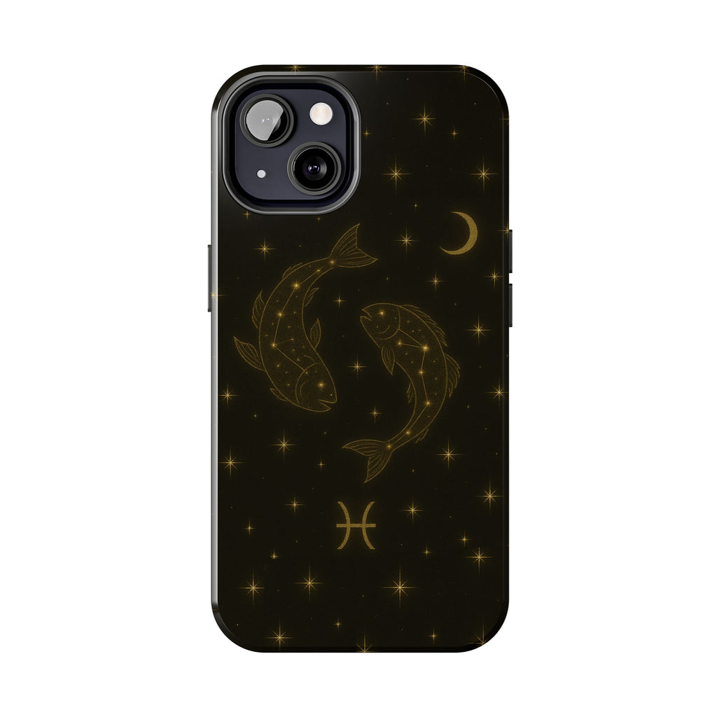 Pisces Zodiac Tough Phone Case — Gold Koi Constellation Design
