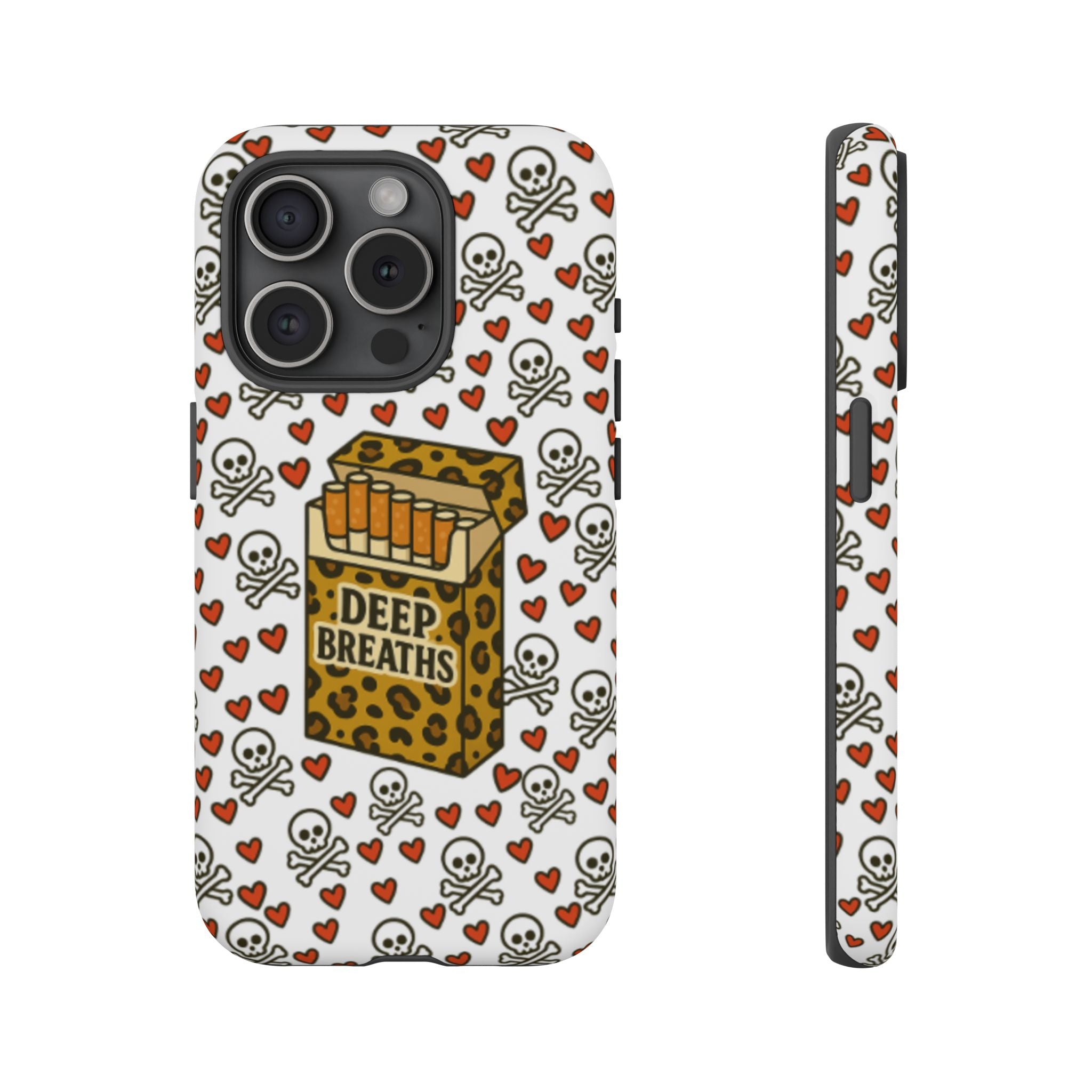'Deep Breaths' Cigs & Skulls Phone Case