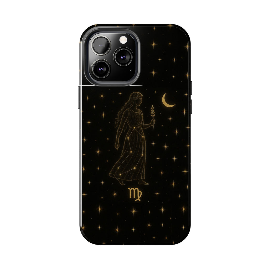Virgo Tough Phone Case — Gold Constellation Zodiac Design